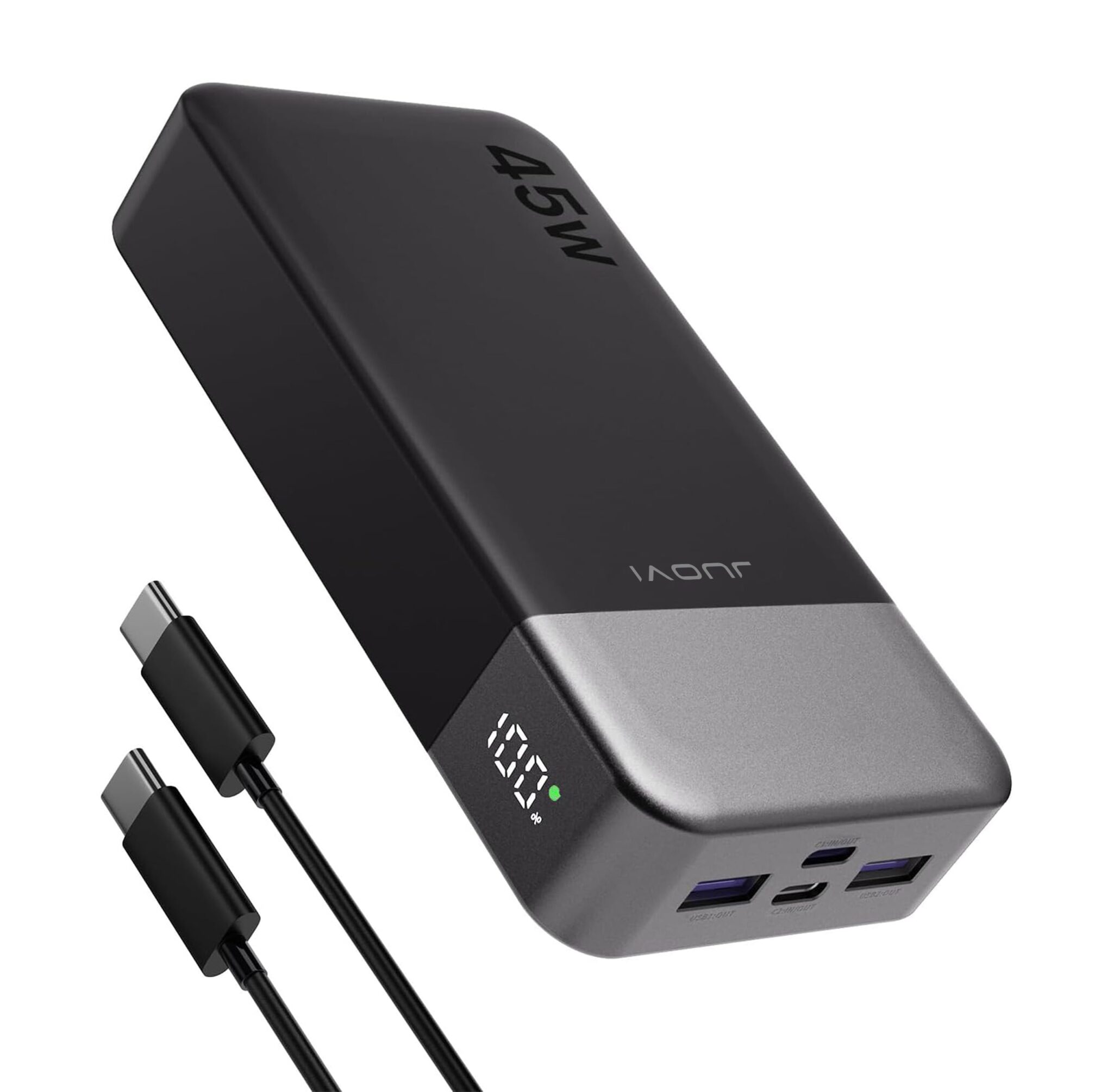 JUOVI Power Bank 20000mAh 45W Caricatore Portatile PD USB C QC USB A | Ricarica Rapida con 4 Porte USB (2C 2A) Display LED Batteria Esterna per iPad Tablet Switch iPhone Samsung