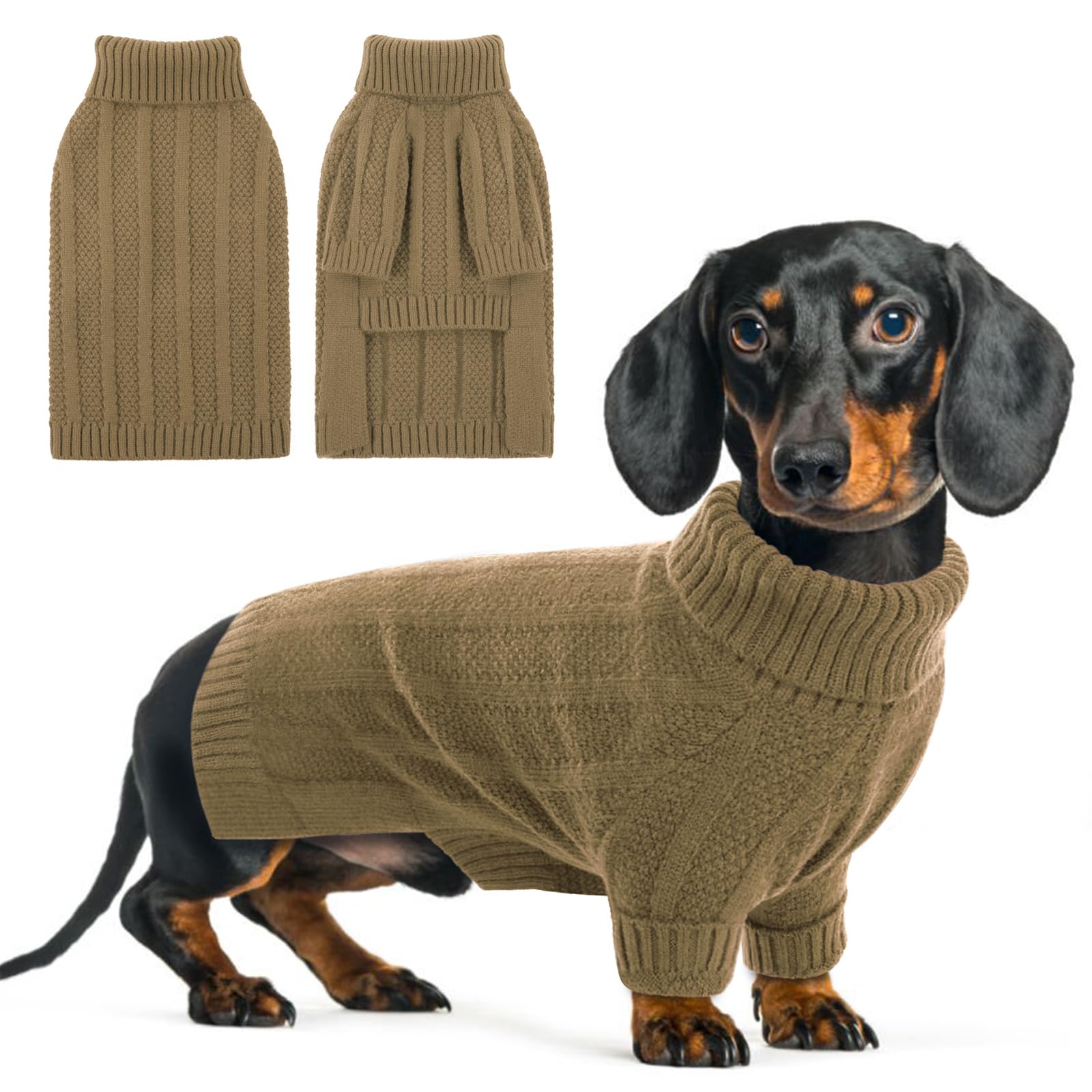 Queenmore Maglione Cane XS, Morbido Vestiti per Gatti Cuccioli, Perfetto per Autunno in Casa (Cammello, XS)