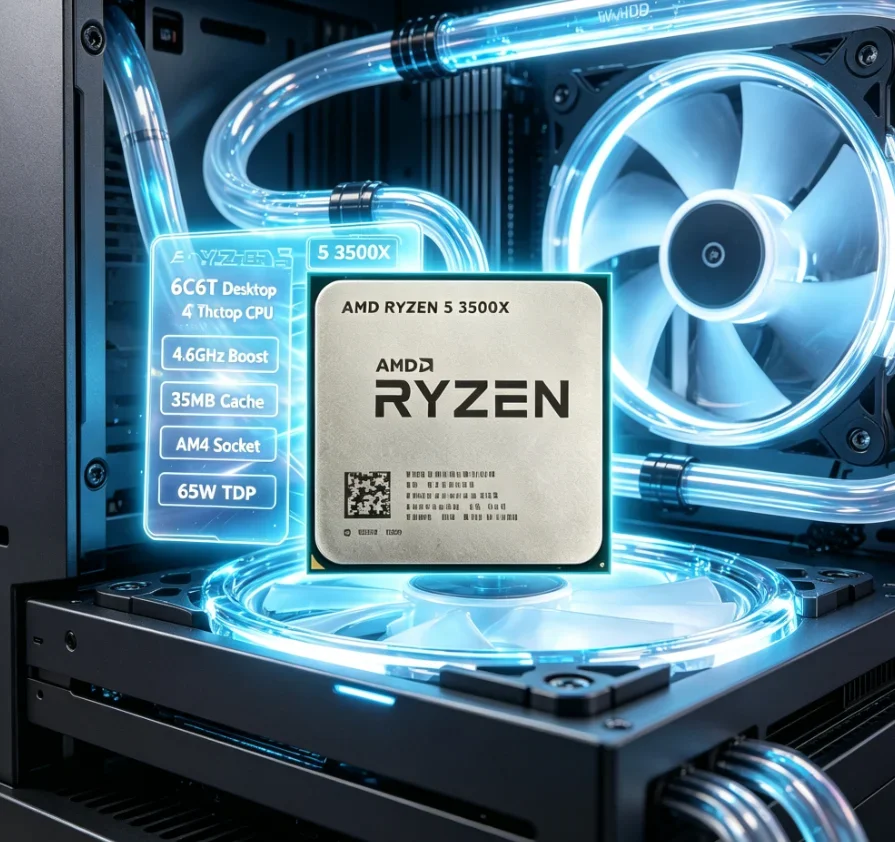 Processore Desktop AMD Ryzen 5 3500X AM4, 6 Core 6 Thread, 4.1GHz Max Boost, Supporto 3600MHz, Cache 32MB, Processore per Gaming Senza Dissipatore