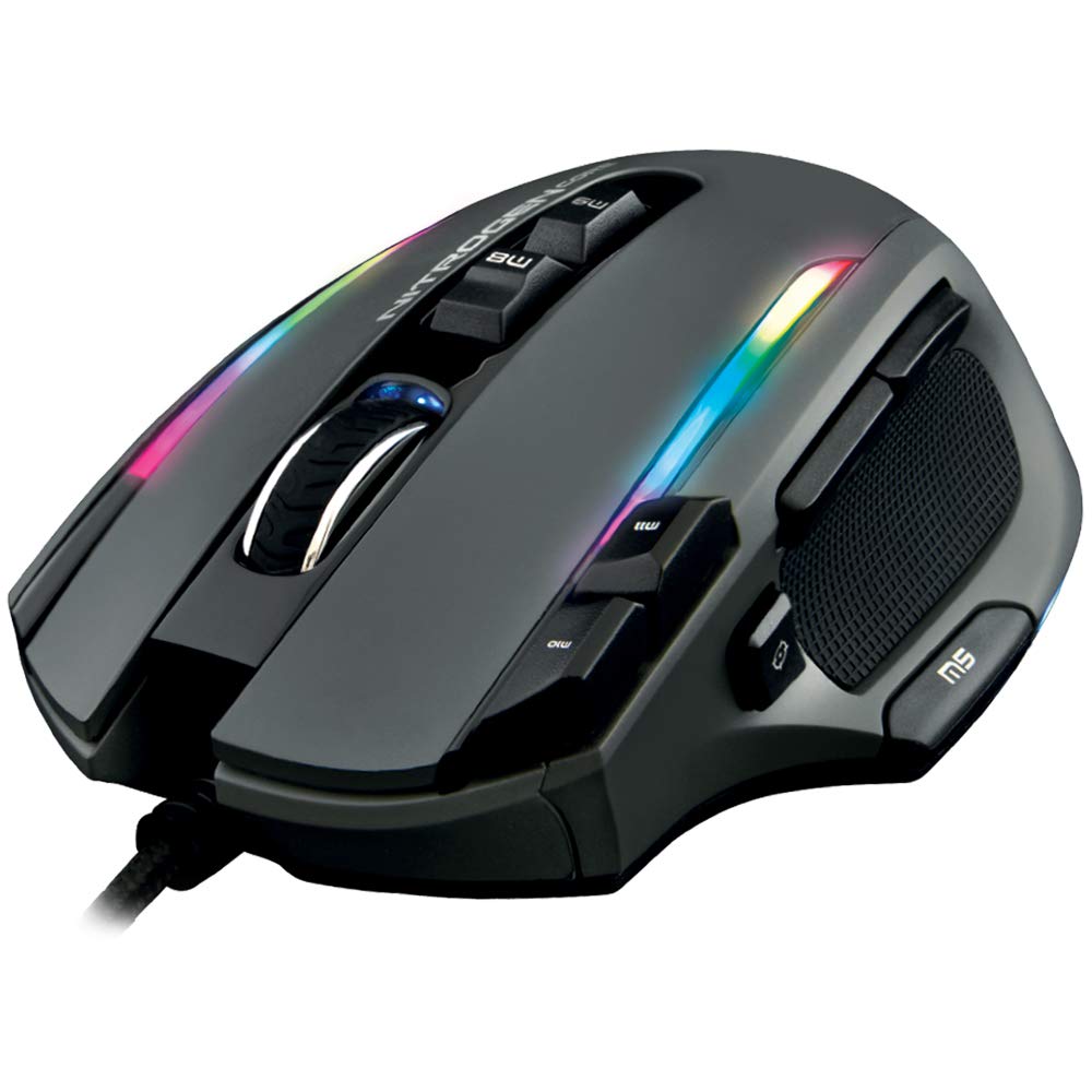 THE G-LAB Kult NITROGEN Core Mouse Gaming Altamente Performante - Sensori Laser Avago 10,000 DPI,RGB, Peso Regolabile, 11 Pulsanti Programmabili, Ultra Leggero, Compatibile con PC…