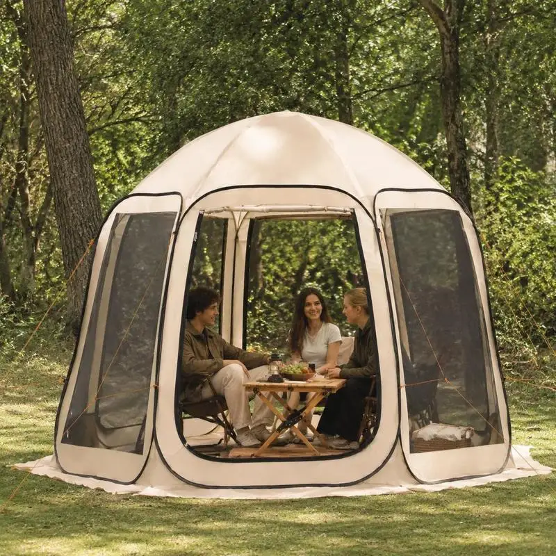 Grande tenda a schermo pop-up con tettoia estesa e pareti in rete, baldacchino portatile con zanzariera per patio, campeggio, feste, riparo facile da montare con borsa per il tras…