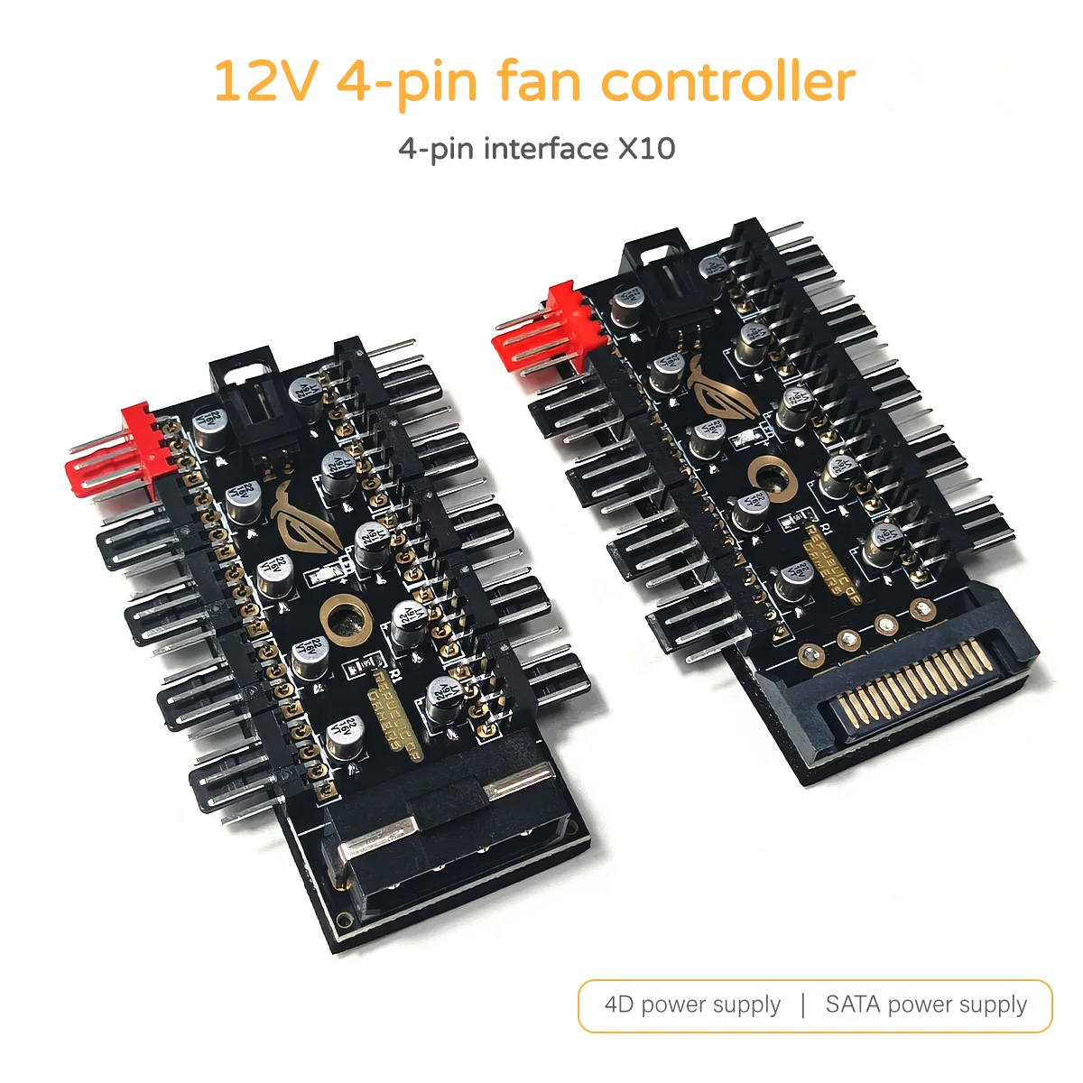 Hub Controller Ventole PWM 12V a 4 Pin, Splitter Ventole a 10 Vie, Alimentazione SATA/4D per Ventole di Raffreddamento Case PC