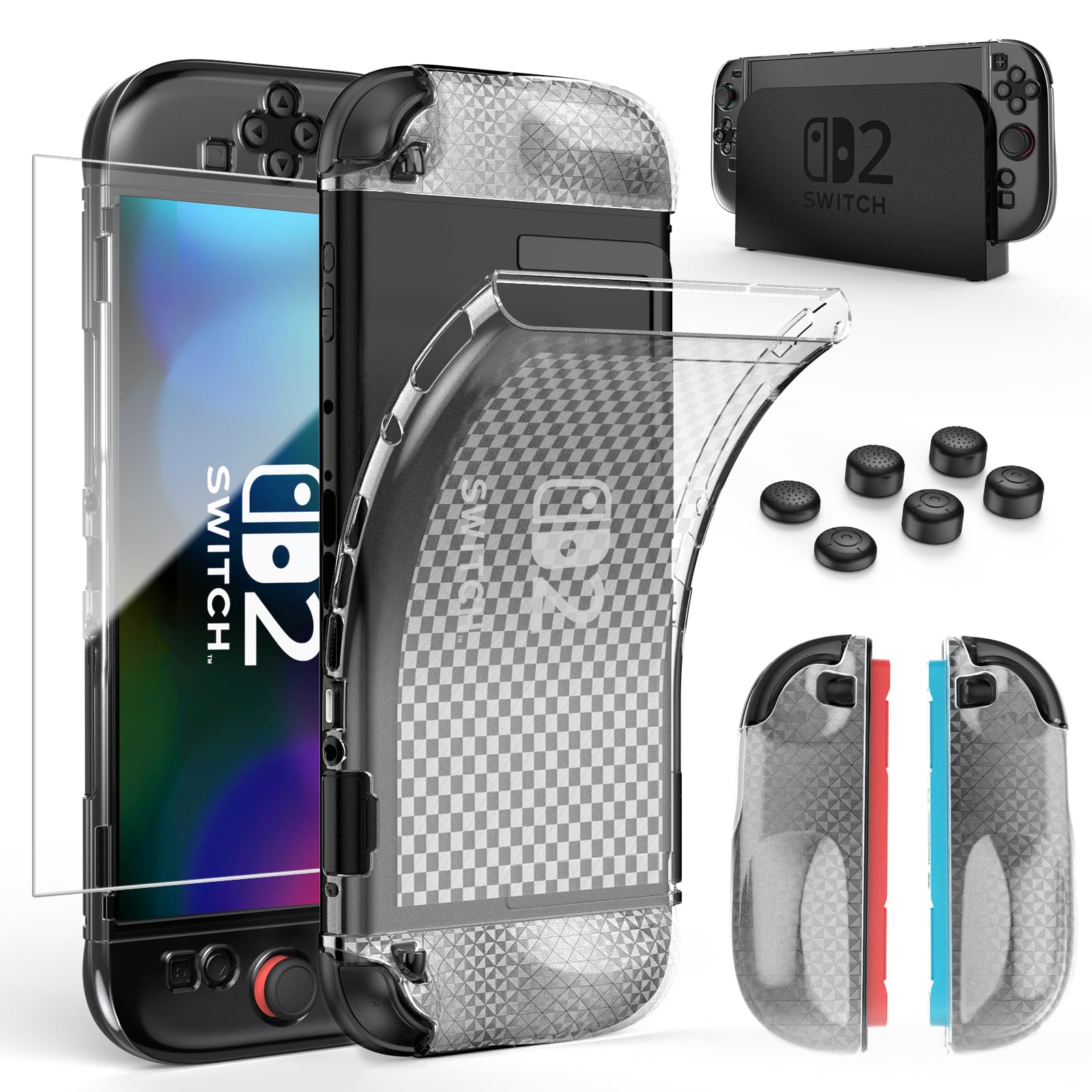 HEYSTOP Cover protettiva TPU per Nintendo Switch 2 con Protezione Completa | Custodia Protettiva Compatibile con Dock per Nintendo Switch 2 con Vetro Temperato,Copri Levette Analo…