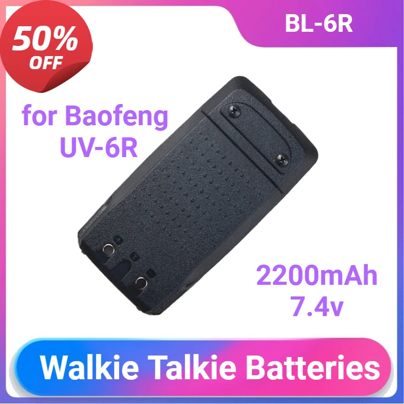 Batteria BL-6R per radio bidirezionali Baofeng UV-6R Ham Accessori originali Batteria di ricambio da 2200 mAh