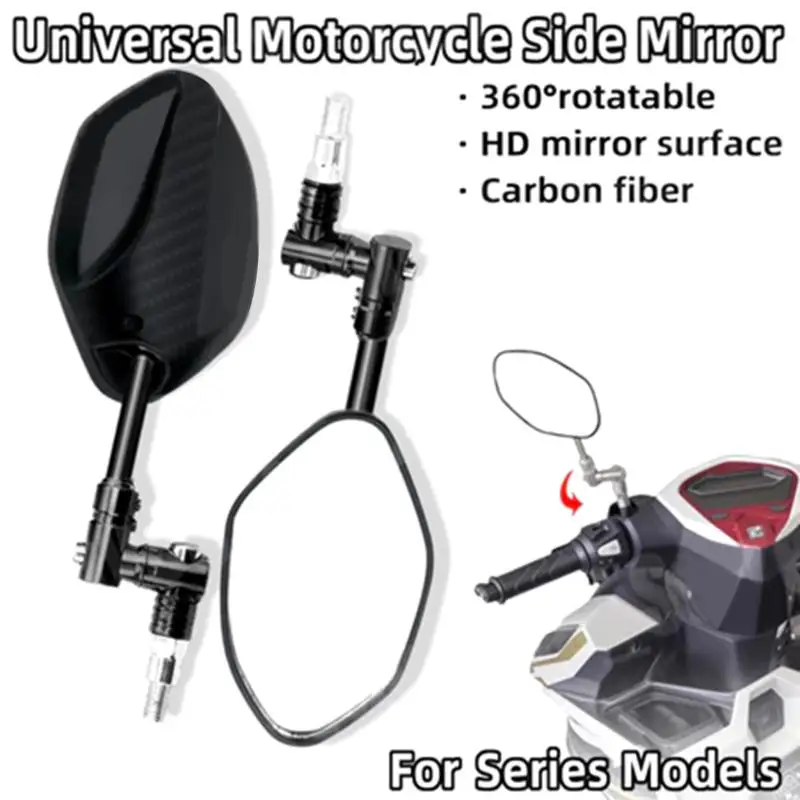 Specchietti Retrovisori per Moto con Asta Dritta, Pieghevoli a 360° per Viaggi Sicuri