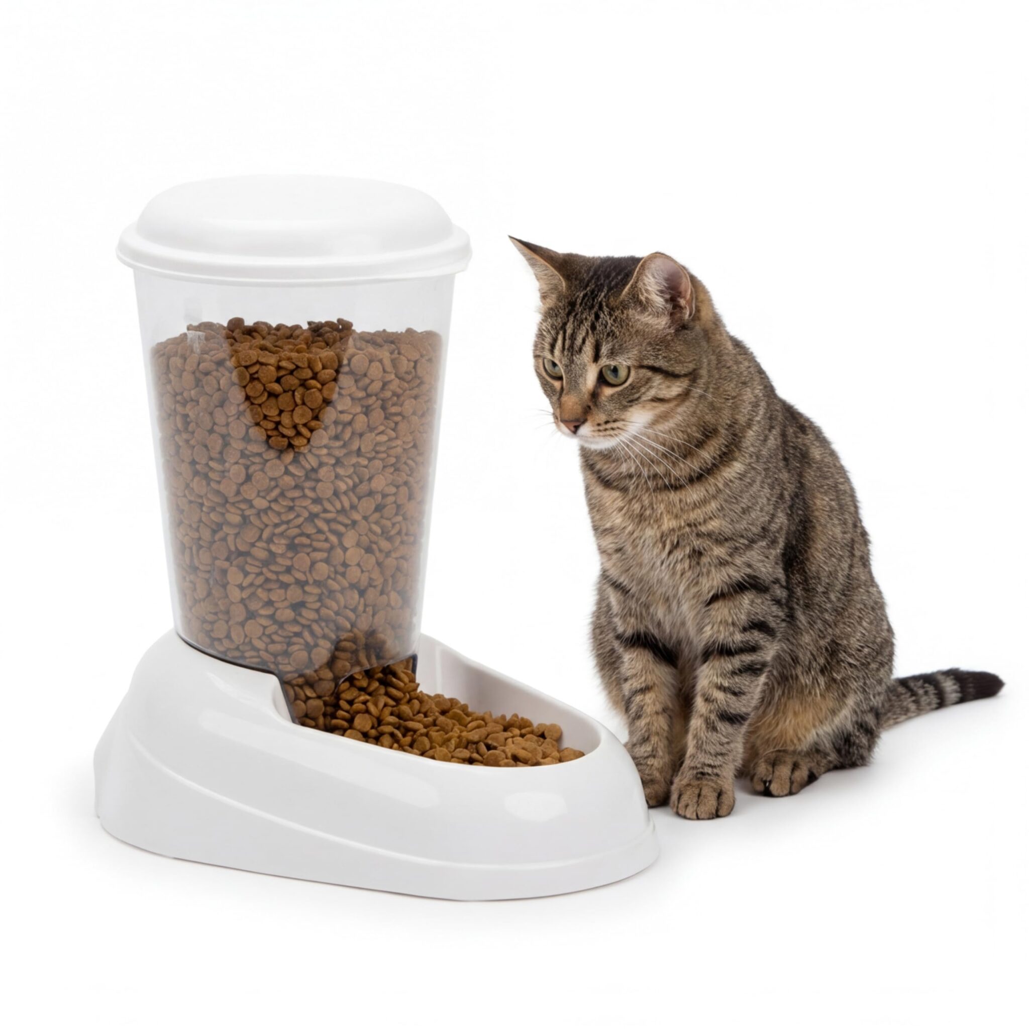 Ferplast Dispenser crocchette per cani e gatti ZENITH 3 Litri Mangiatoia cibo biscotti per animali, Fondo antiscivolo, 20,2 x 29,2 x h 28,8 cm Bianco