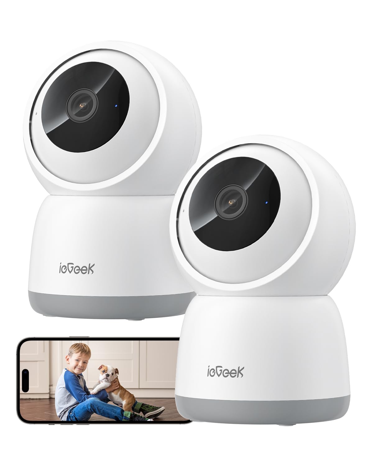 ieGeek 2K Telecamera WiFi Interno 2,4/5GHz, Rotazione a 360° per Casa/Baby | Tracciamento del Movimento, Registrazione 24/7, Visione Notturna, Audio Bidirezionale, Modalità Privac…