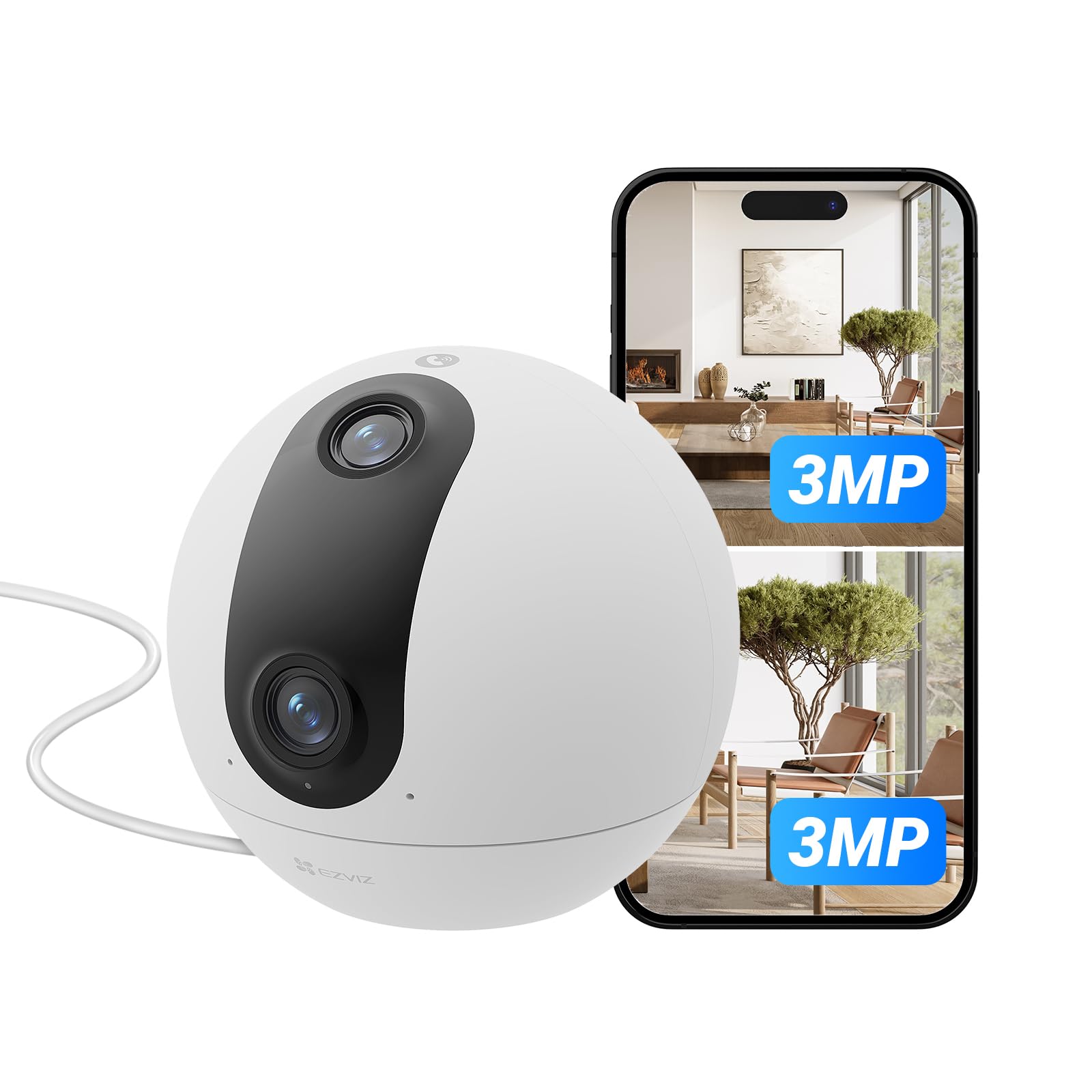EZVIZ C60p Telecamera Wi-Fi interno con Doppio Obiettivo 2K+, Telecamera motorizzata 360° con Rilevamento Persone e Tracciamento Automatico, Audio Bidirezionale con Pulsante Touch…