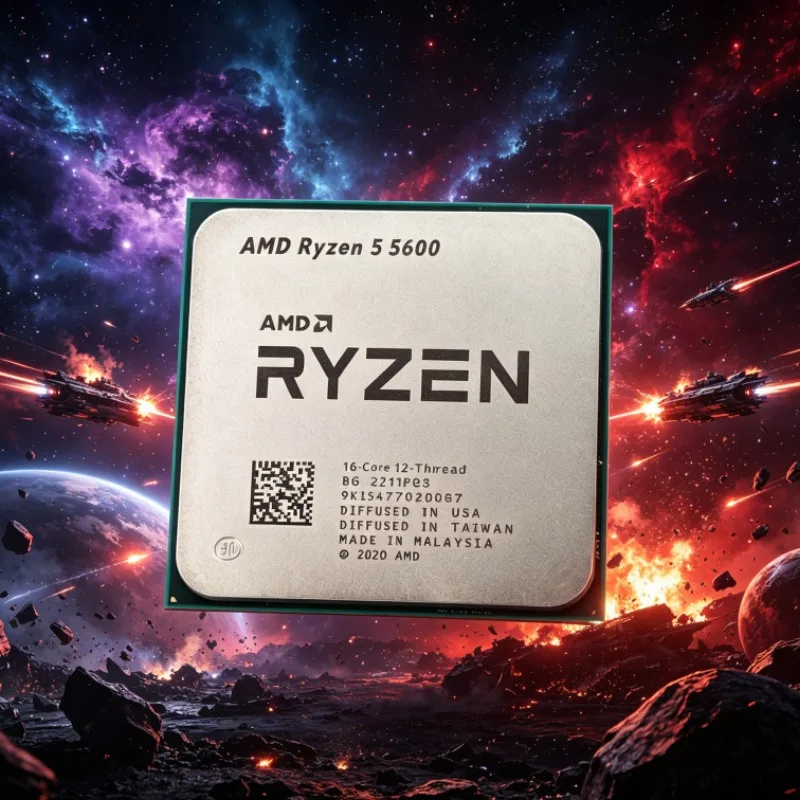 Processore AMD Ryzen 5 5600 6-Core 12-Thread 7NM, 32MB Cache L3, Sbloccato per Overclocking, Socket AM4