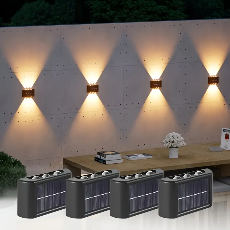 Lampada Solare LED da Esterno Impermeabile, Illuminazione Bidirezionale per Giardino e Recinzioni, Lampada da Parete a Energia Solare