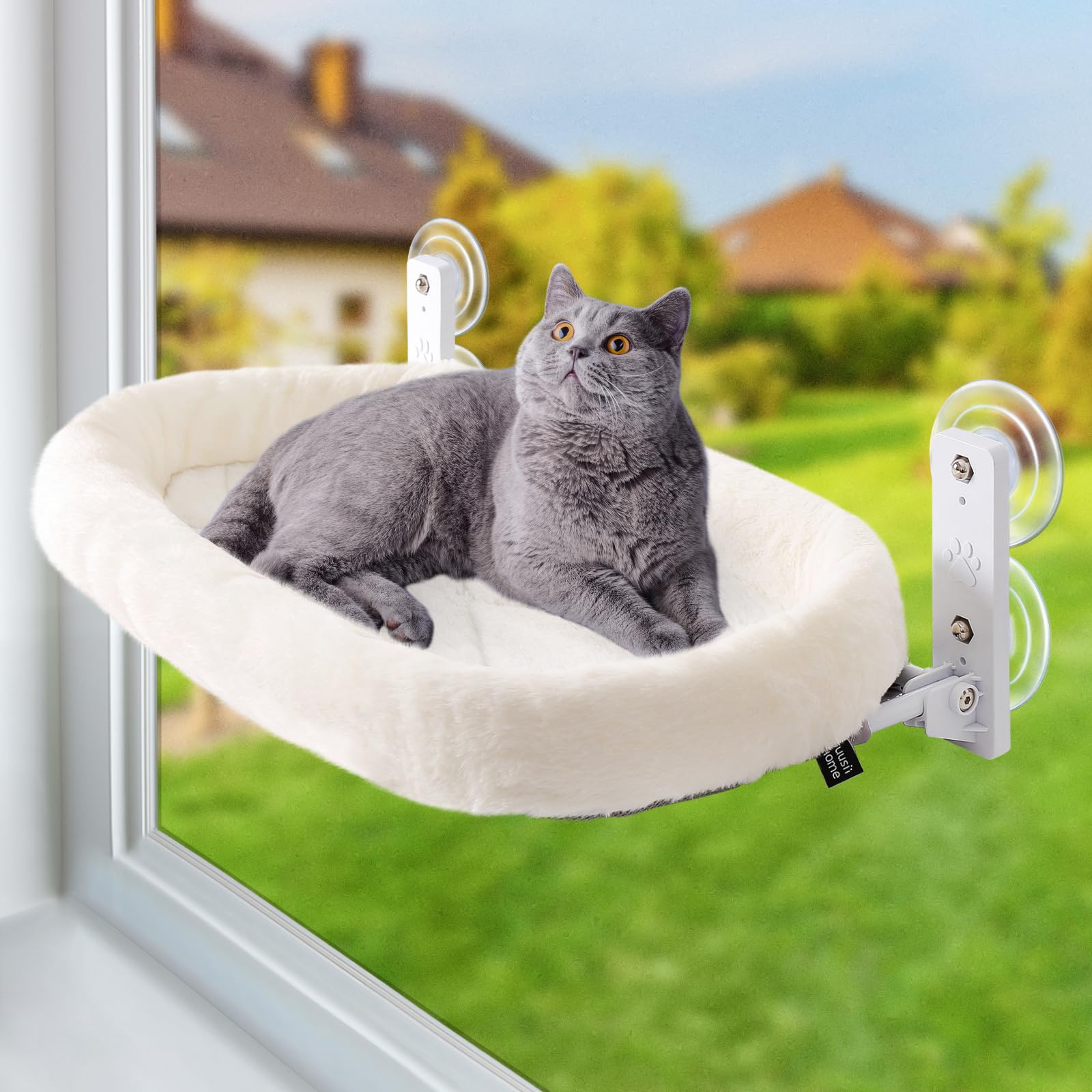 GUUSII HOME Amaca Gatto Finestra Cucce per Gatti Cuccia Morbida Letto Mensole da Interno Trespolo Sdraio per Gattini Robusto Facile da Montare Caldo Tappetino Reversibile 53 * 30c…
