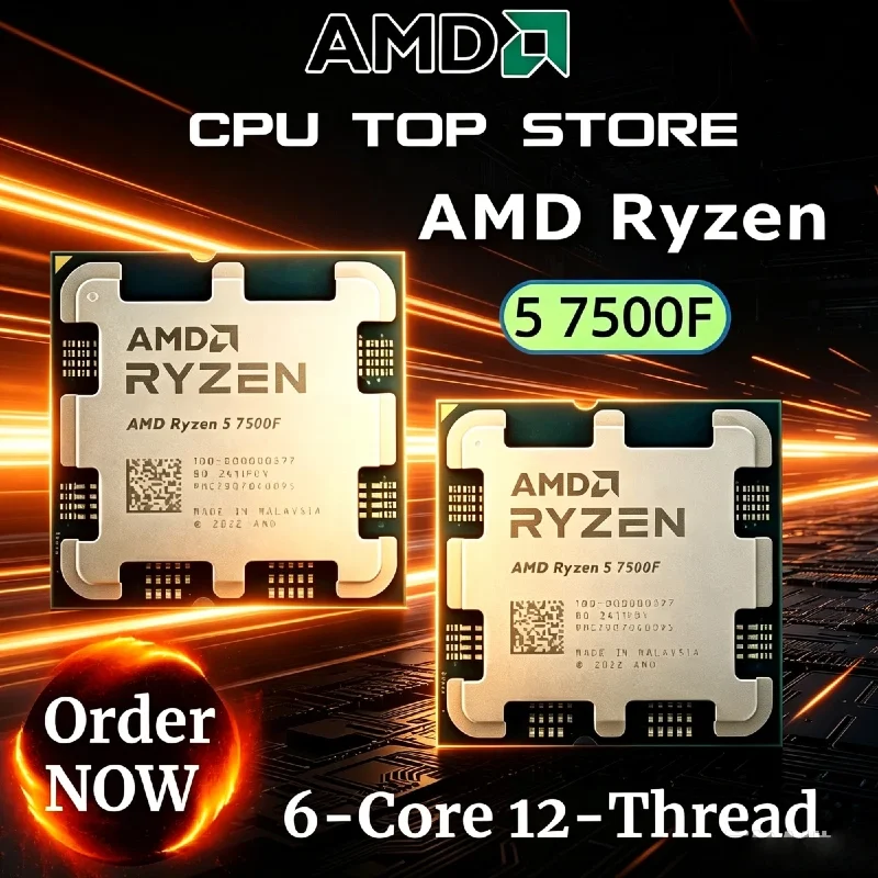 100% Originale Nuovo di Zecca R5 7500F AMD Ryzen 5 7500F 6-Core 12-Thread 32M Cache L3 DDR5 3.7GHz 5NM AM5 65W Processore Desktop