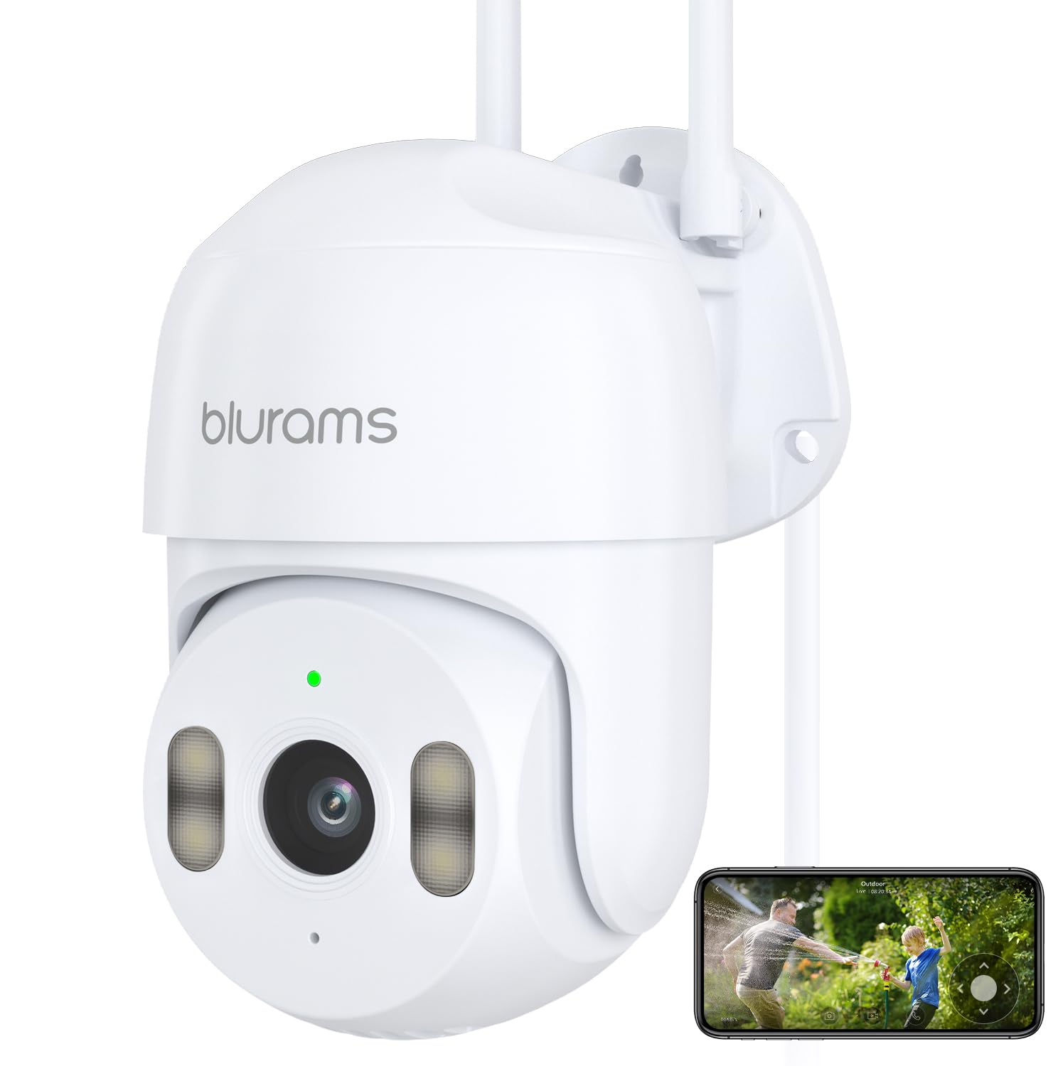 blurams 2K Telecamera Wi-Fi Esterno Interno - 360° PTZ Videocamera Sorveglianza con Visione Notturna a Colori, 5GHz WiFi, Rilevamento Movimento, Audio Bidirezionale, IP66 Impermea…