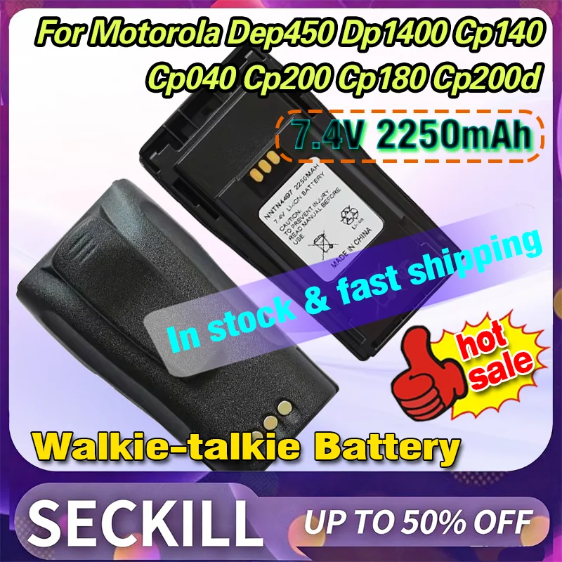 Batteria di Ricambio 2250mAh 7.4V NNTN4497 per Walkie Talkie Motorola Dep450 Dp1400 Cp140 Cp040 Cp200 Cp180 Cp200d