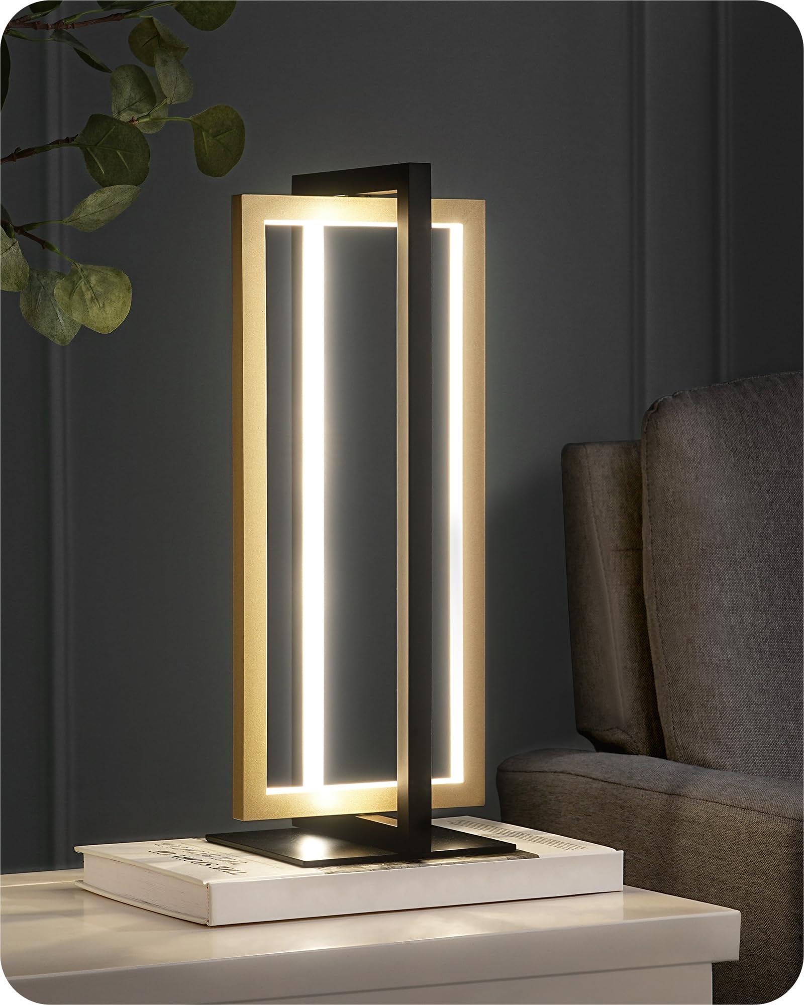 EDISHINE Lampada da Tavolo LED Nero Oro, Touch Dimmerabile, 3 Temperature | Lampada Comodino con Struttura in Metallo Girevole, Funzione Memoria, 750 Lumen, per Camera, Soggiorno…