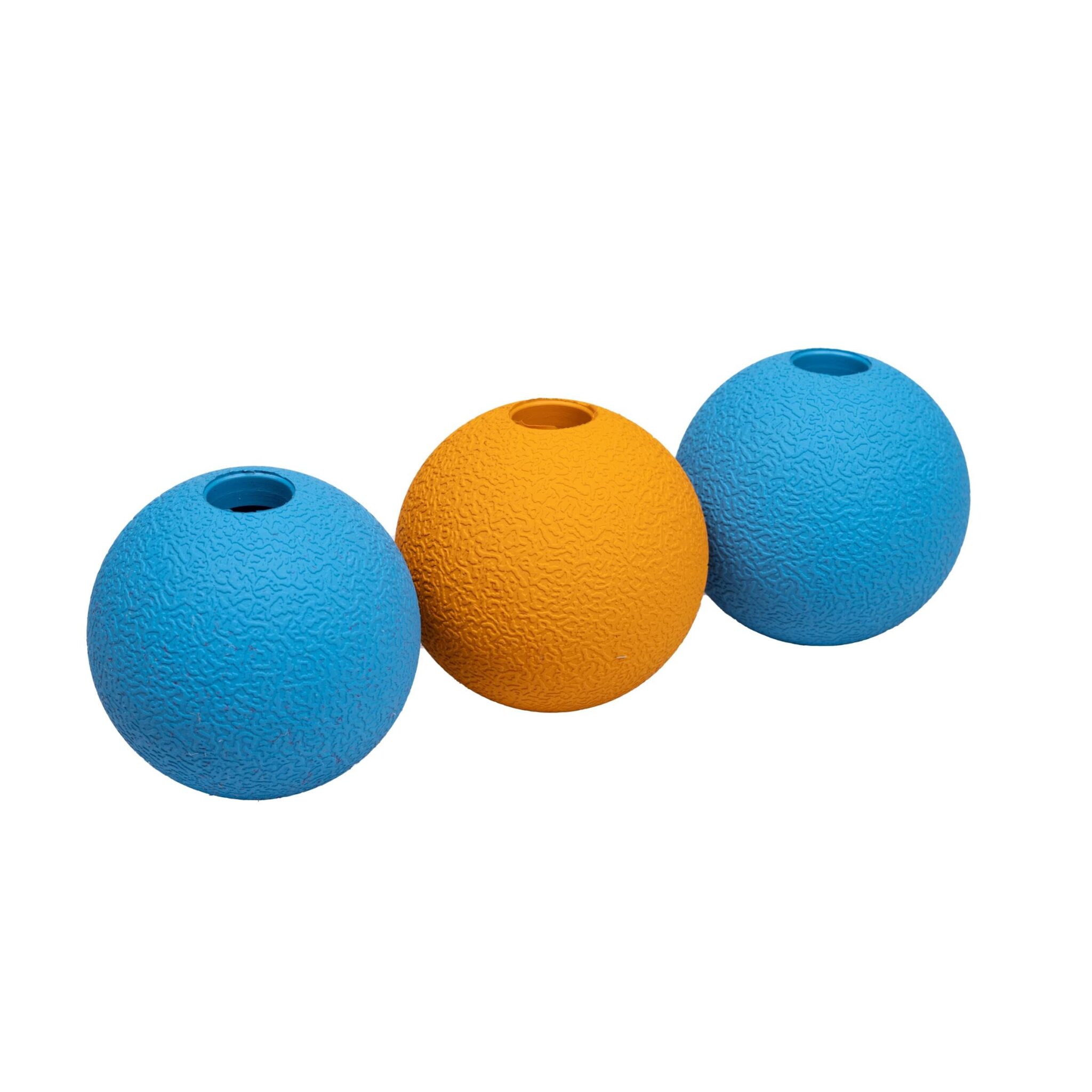 Amazon Basics Palline Giocattolo da Riporto in Gomma per Cani, 6.35 cm (Confezione da 3), Blu, Arancione