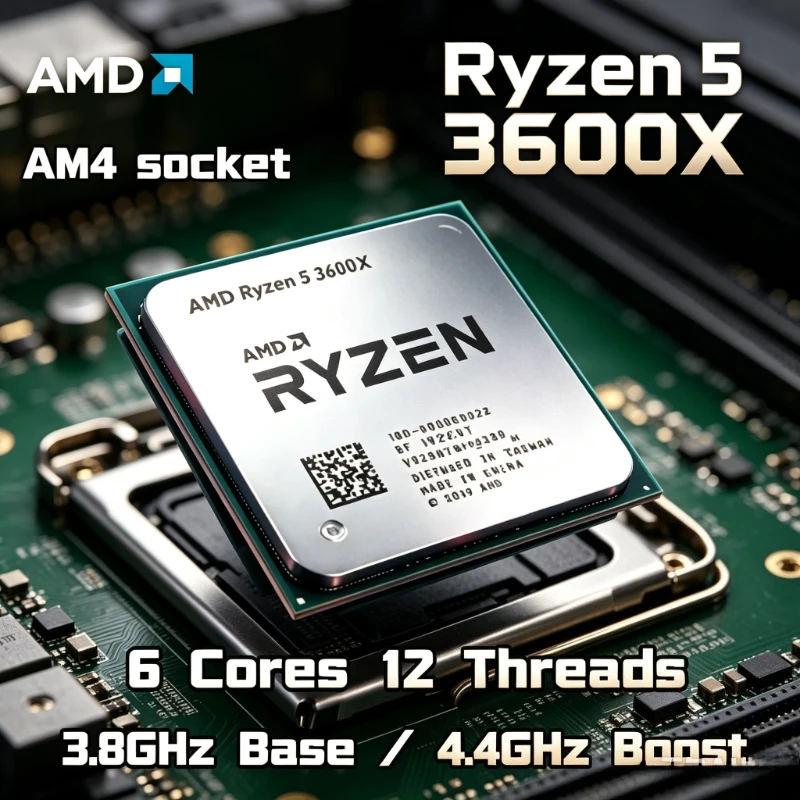 100-000000022 Socket AM4 AMD Ryzen 5 3600X 3.8 GHz CPU a sei core e dodici thread 7NM 95W L3=32M R5 3600X 100% Nuovo di Zecca