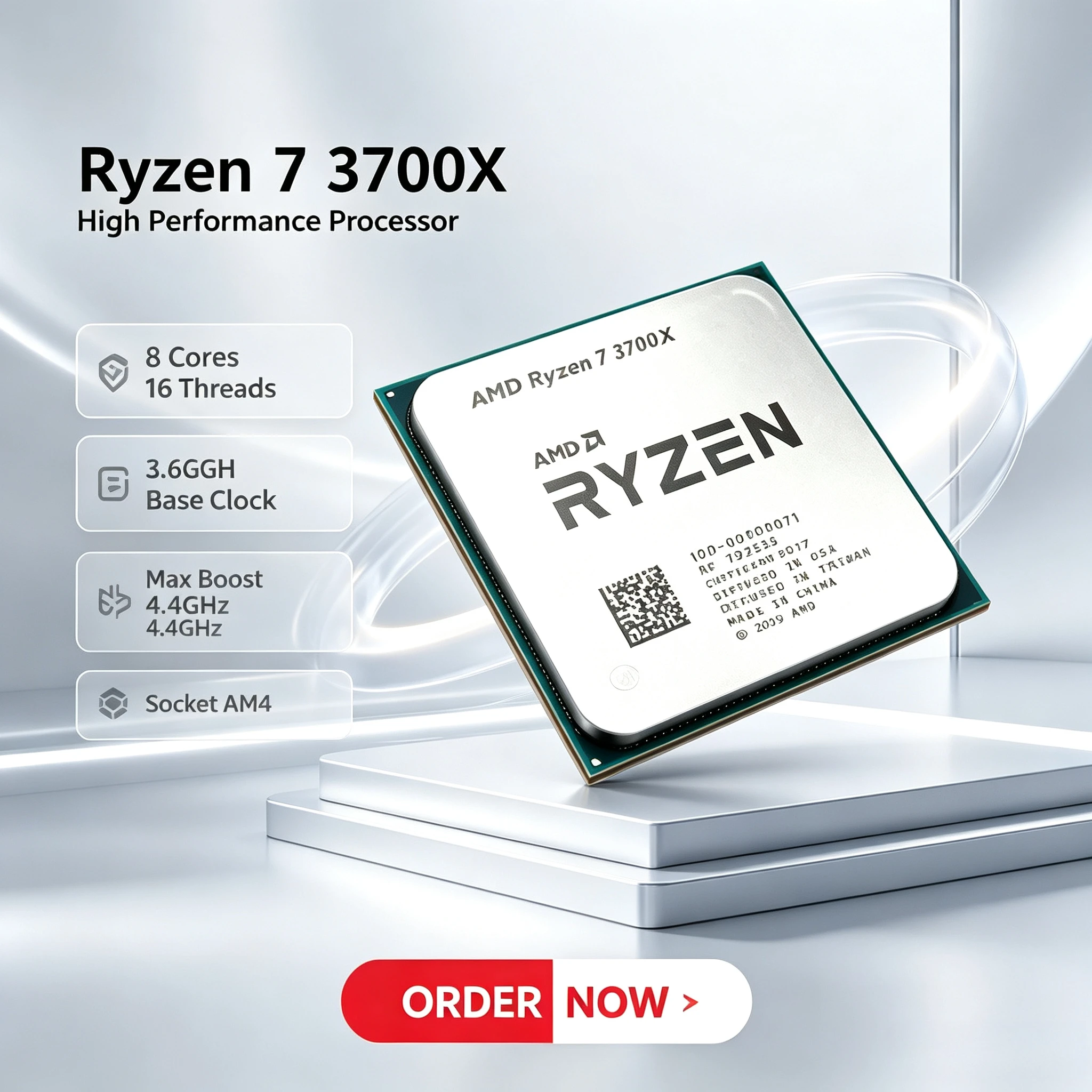 AMD Ryzen 7 3700X R7 3700X 3.6 GHz Processore CPU a Otto Core e Sedici Thread 65W 7NM L3=32M 100-000000071 Socket AM4
