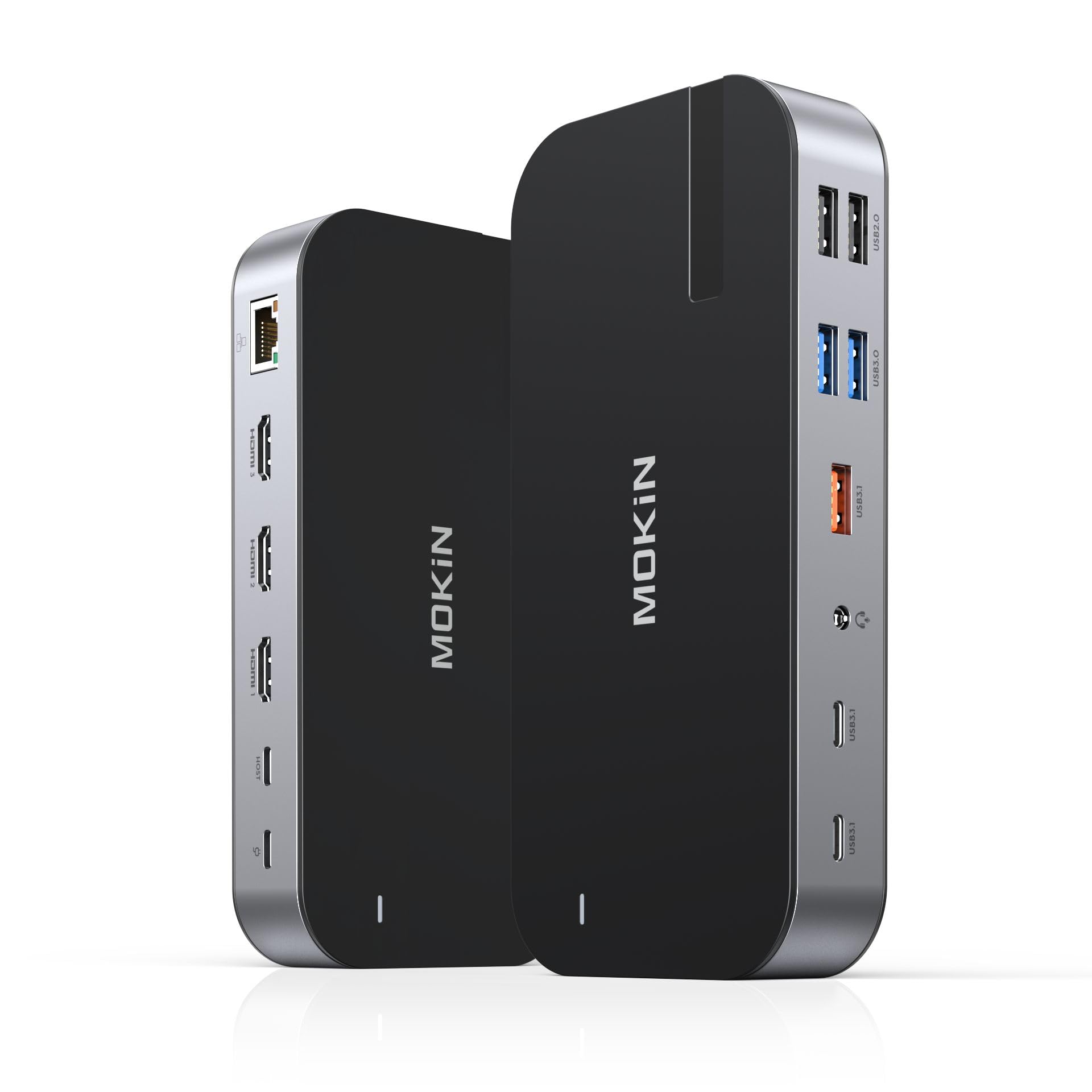 MOKiN 16 in 1 Docking Station USB C Dual monitor per laptop con 3 HDMI | USB A/C 3.1+USB 3.0/2.0+100W PD+ Ethernet+Audio+Microphone+SD+MicroSD per HP/Dell