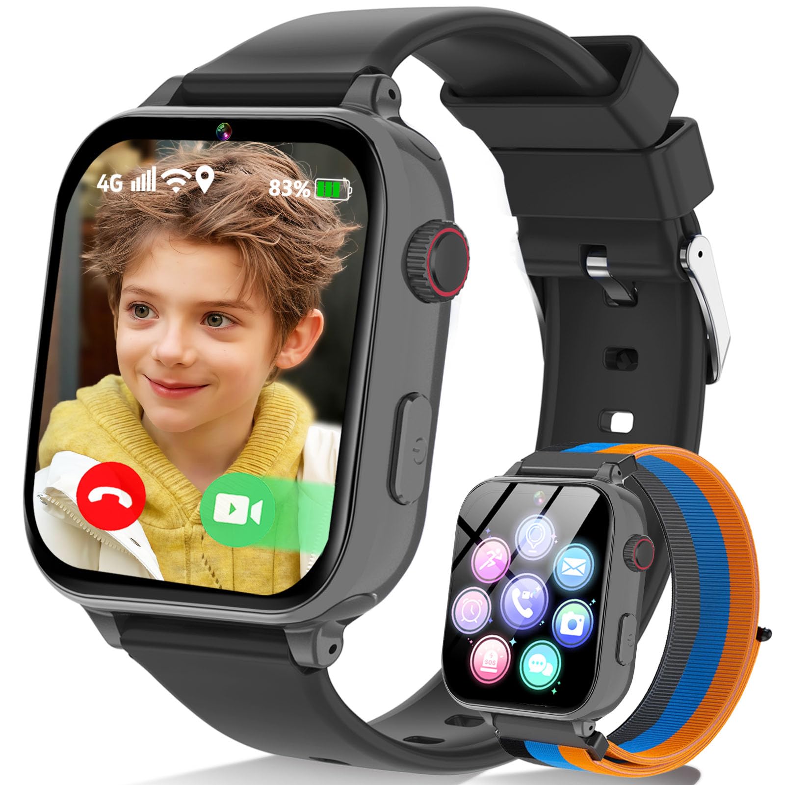 4G Smartwatch Bambini, Orologio Smartwatch Bambini con GPS SOS Videochiamata Chat Vocale Modalità Classe Fotocamera Calcolatrice Contapassi, Smart Watch Bambino Bambina 4-12 Anni…