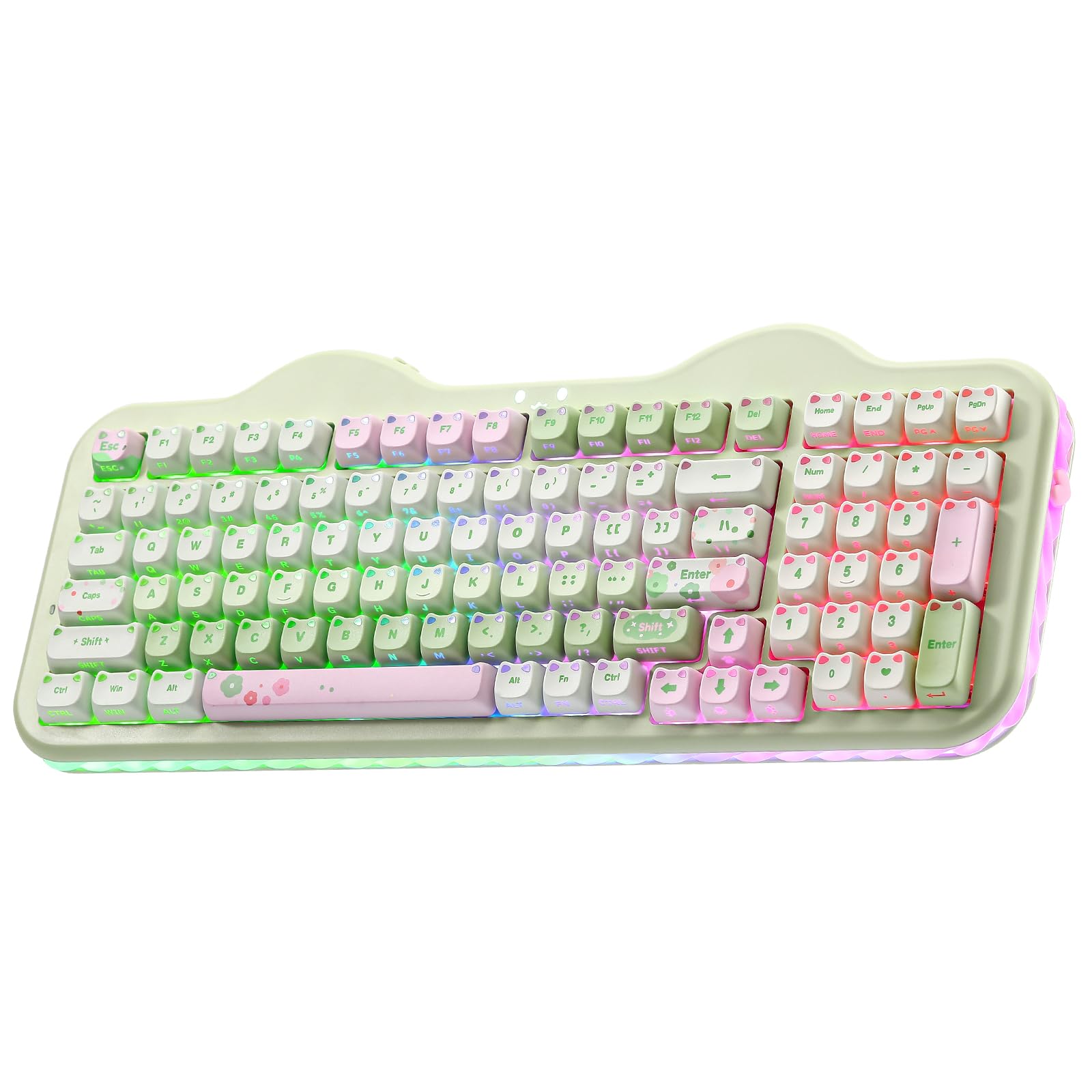 YUNZII C98 MAO Cat Tastiera Meccanica Gaming (Green, Candy-linear) | 96% Layout, BT/2.4G/USB-C, 10000mAh, 99 Tasti con Tastierino Numerico, Tasti con Gattini, Hot Swap, Custom RGB…