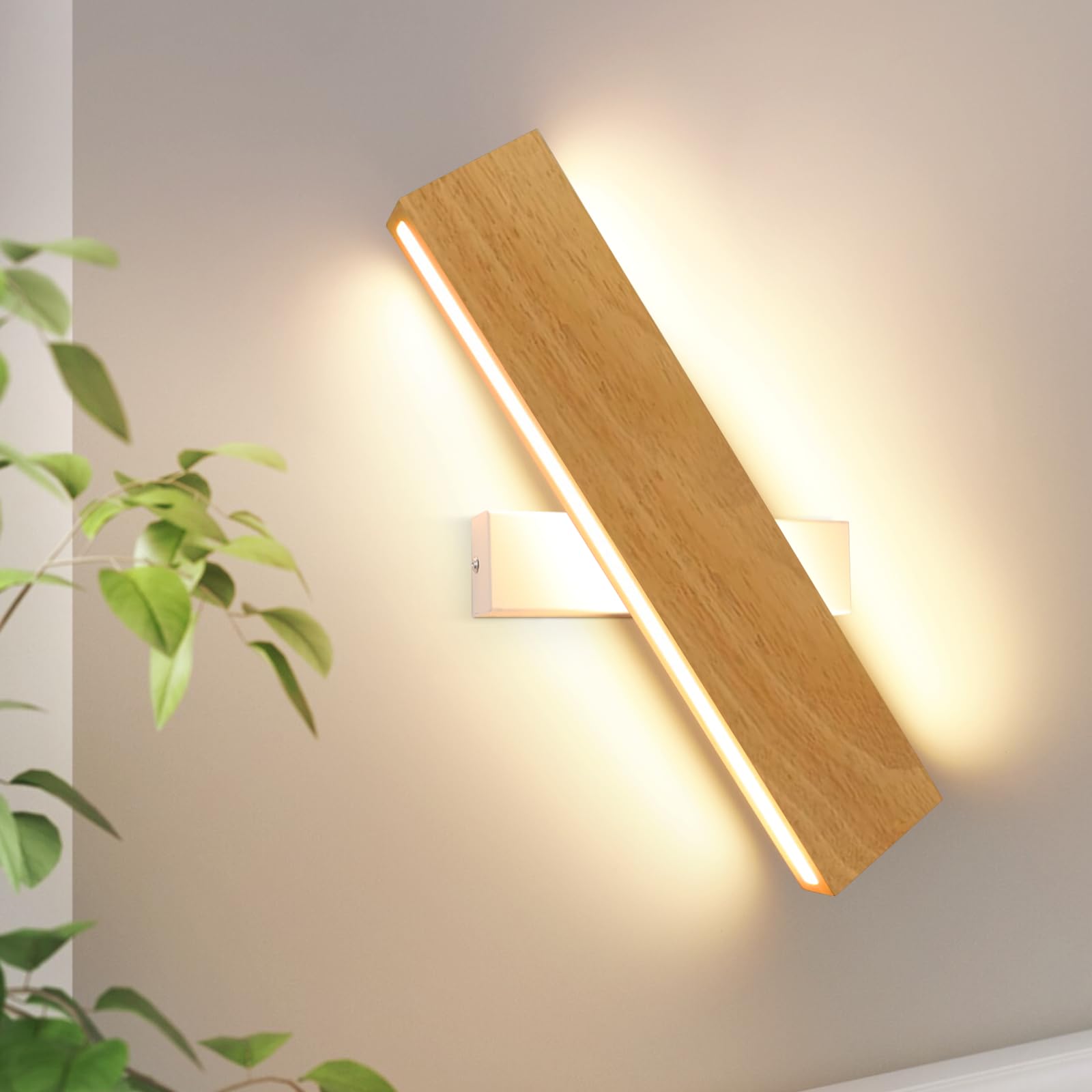 ZMH Led Lampada Parete Interni - 32cm 11w Design Legno Lampada Corridoio | Lampada Scale 3000k Bianco Caldo Lampada Parete Illuminazione Interna Soggiorno Camera Letto Corridoio S…