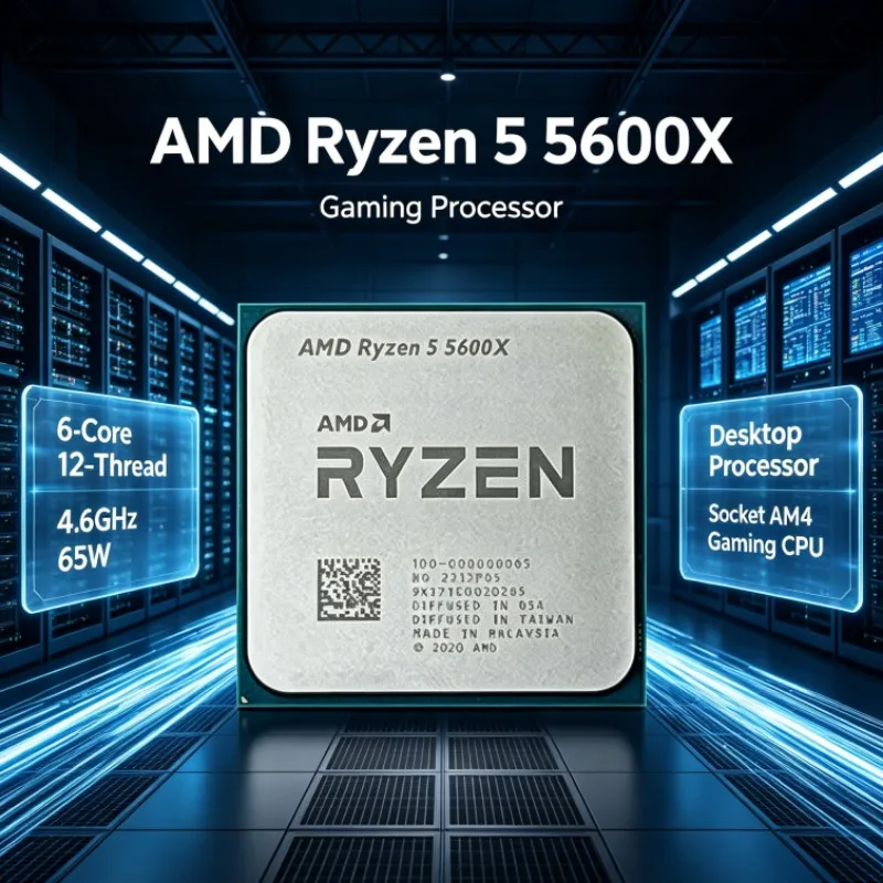 Ryzen 5 5600X AMD Socket AM4 CPU Desktop da Gaming 6-Core 12-Thread 4.6GHz 65W Zen3