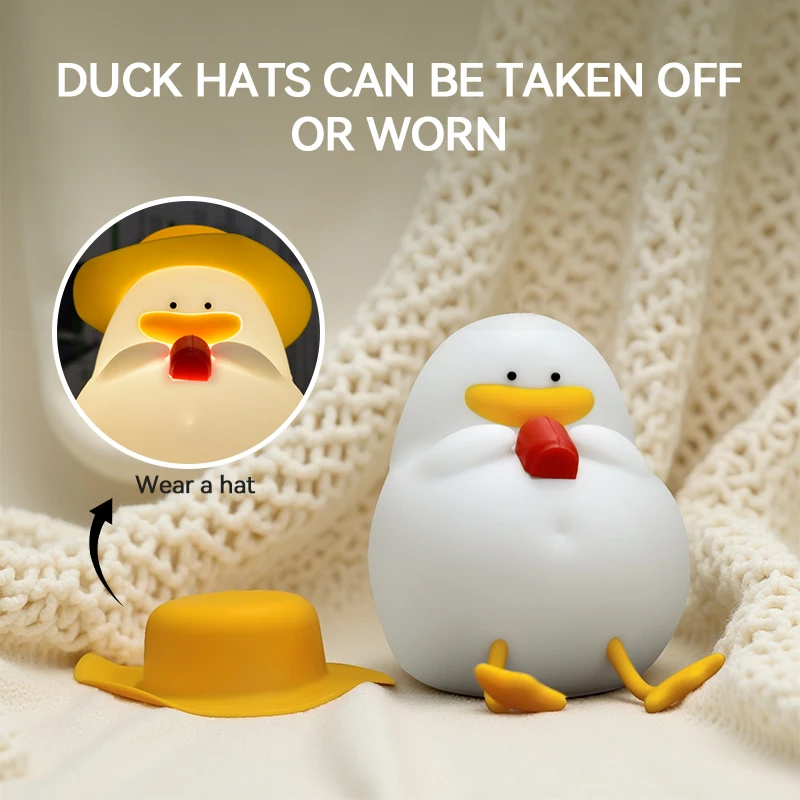 Luce notturna Happy Duck, lampada da comodino con controllo touch, ricaricabile con temporizzazione, ideale per decorazioni domestiche e regali