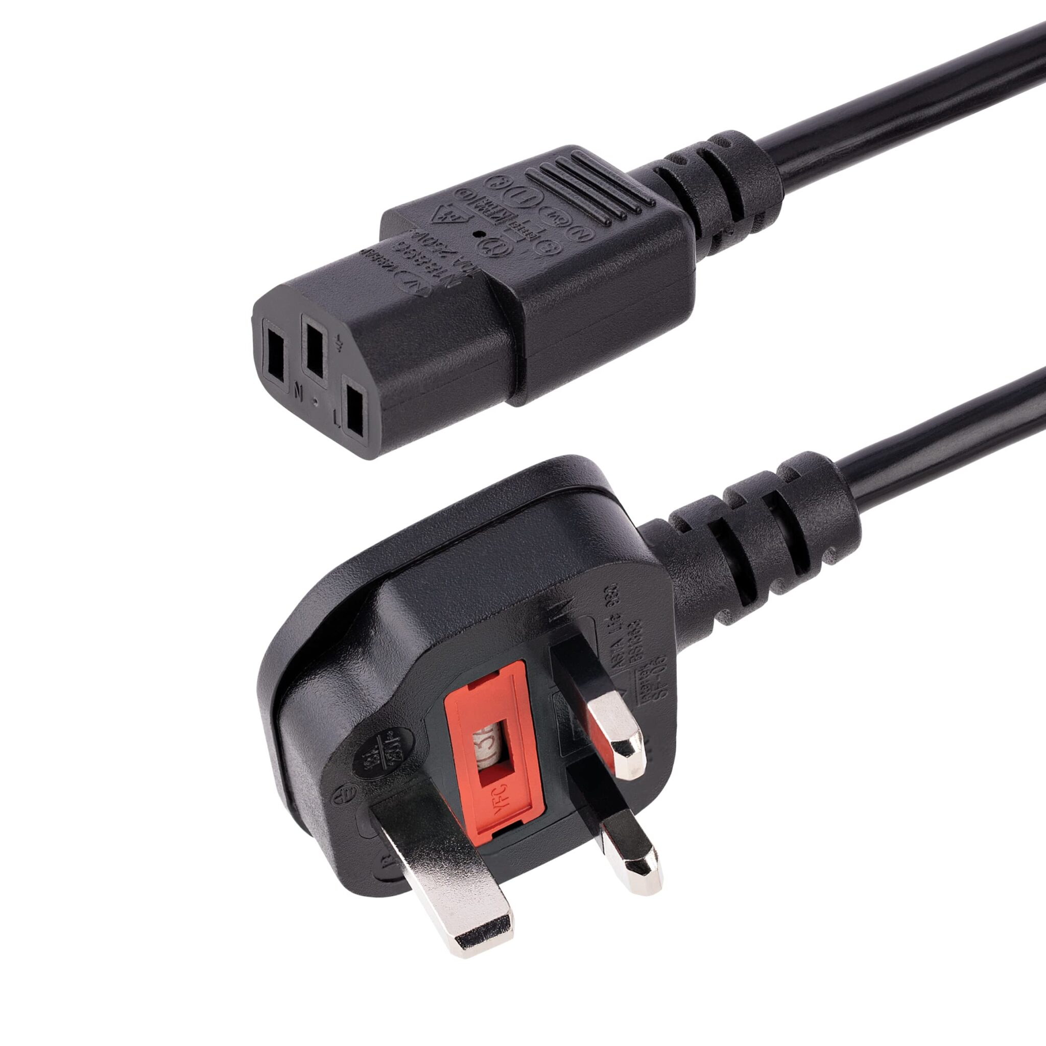 StarTech Cavo Alimentazione PC UK 3m, 10A 250V, 18AWG, Nero (PXT101UK3M) | Spina UK BS1363 a C13, Cavo di Ricambio per PC/Monitor/TV