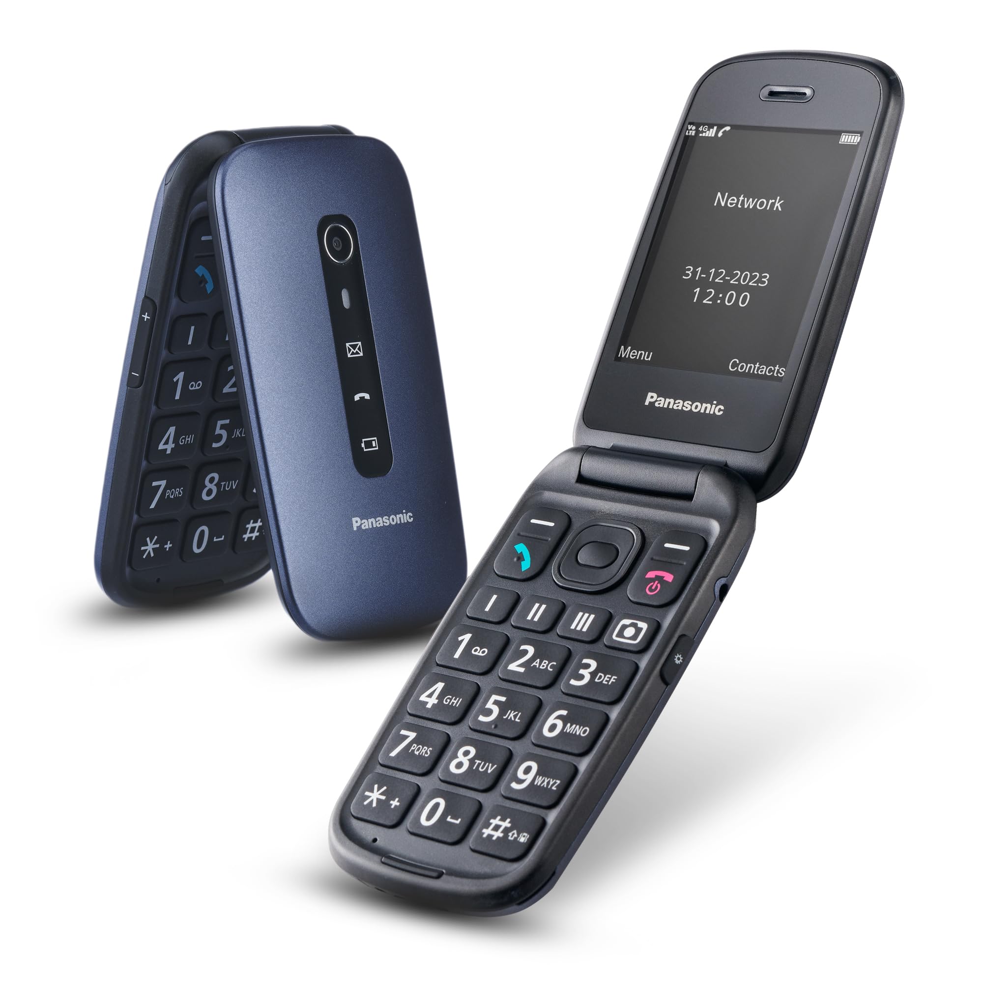Panasonic KX‑TU550EXC, Cellulare 4G per Anziani, Fotocamera 1,2 MP, telefono per anziani, Display 2,8", caratteri grandi, facile da usare, Standby fino a 290 ore, Blu