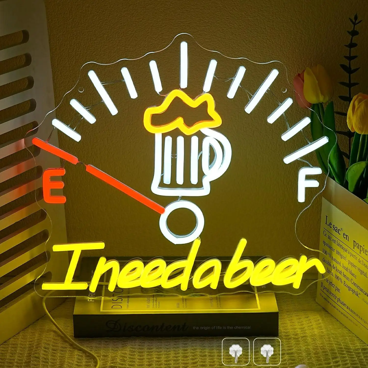 Insegna al Neon 'I Need A Beer' per Decorazione Murale, Luci al Neon LED Dimmerabili per Man Cave, Bar, Tiki, Camera da Letto, Negozio, Ristorante, Hotel
