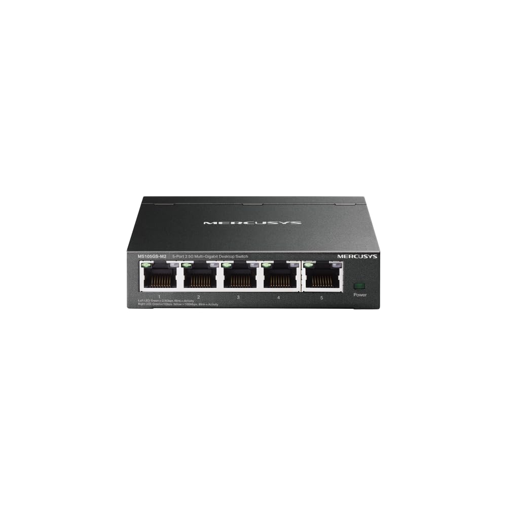 TP-Link Mercusys MS105GS-M2 Switch Ethernet 2.5 Gigabit 5 Porte, Cablaggio Hassle-Free, Plug & Play, Funzione Silenziosa, Ideale per Casa, Ufficio, Gaming, Access Point WiFi 6, Mo…