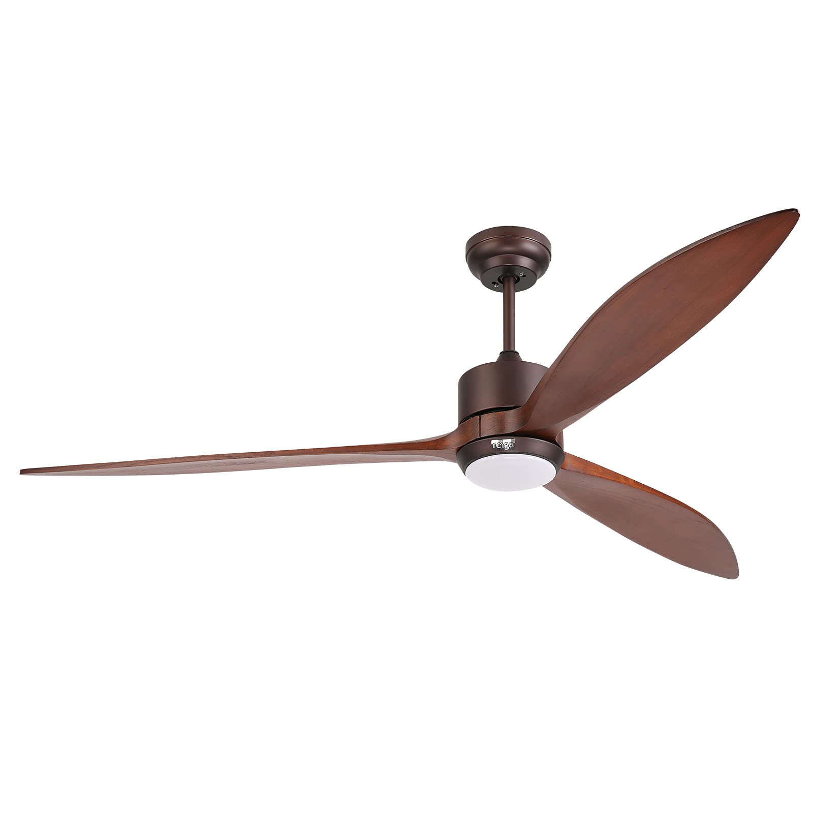 reiga Ventilatore da soffitto esterno in legno massello da 165cm | motore DC, set di illuminazione a LED, compatibile con Alexa App e telecomando, 6 marce, Testato IP44