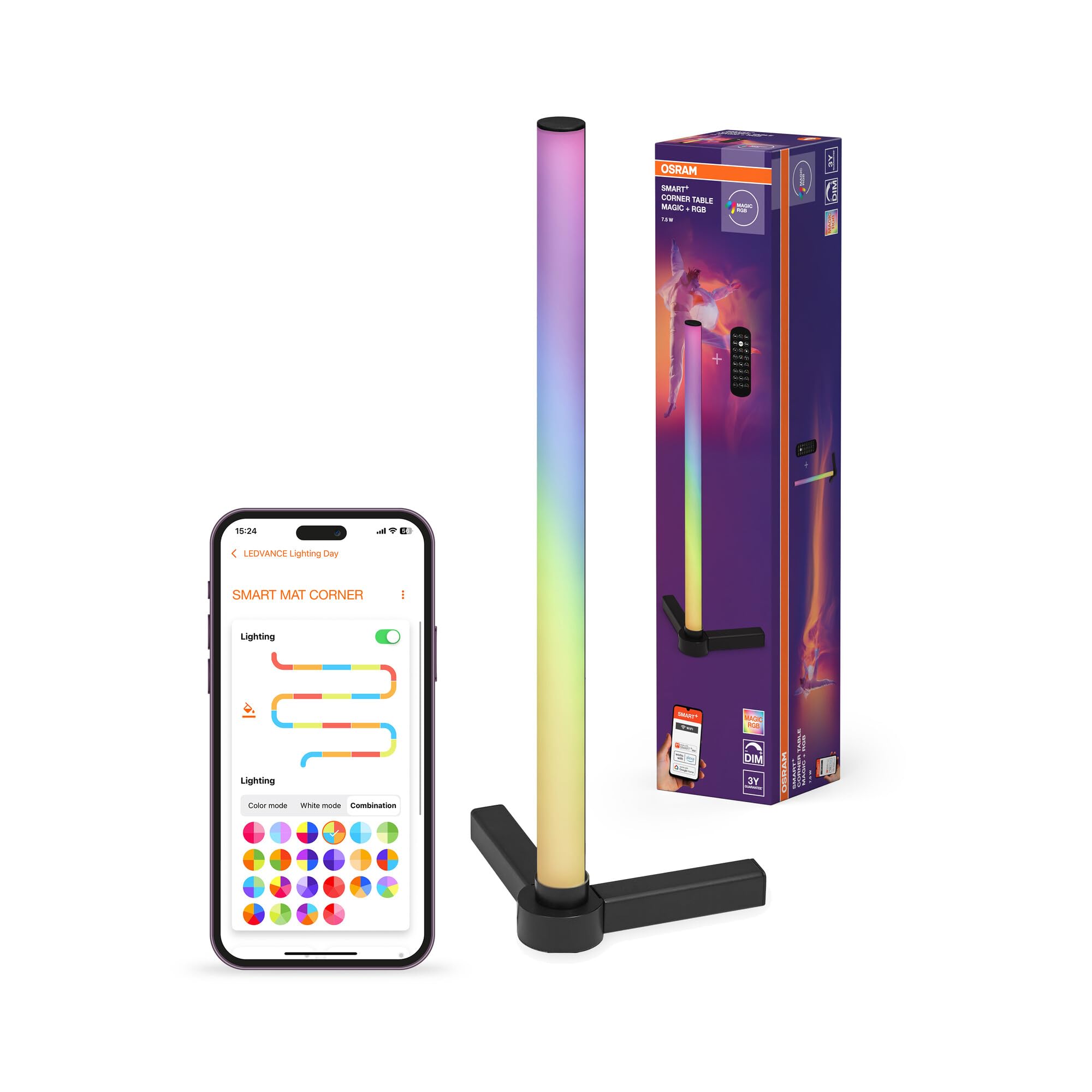 OSRAM SMART Lampada da tavolo intelligente e moderna per illuminazione indiretta con tecnologia WiFi, Magic RGB, dimmerabile, nero, alluminio, sorgente luminosa non sostituibile