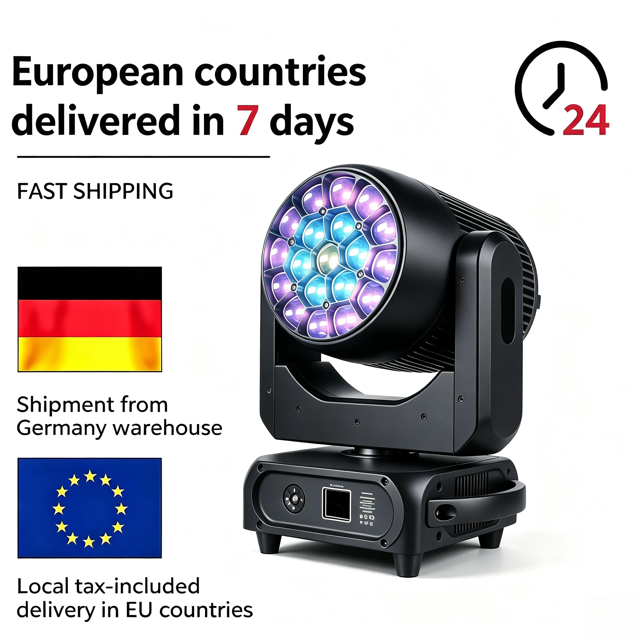 Faro mobile LED 19x40W K15 Bee Eye RGBW con zoom, wash e beam, DMX512, professionale per palcoscenico, DJ e discoteca, certificato CE