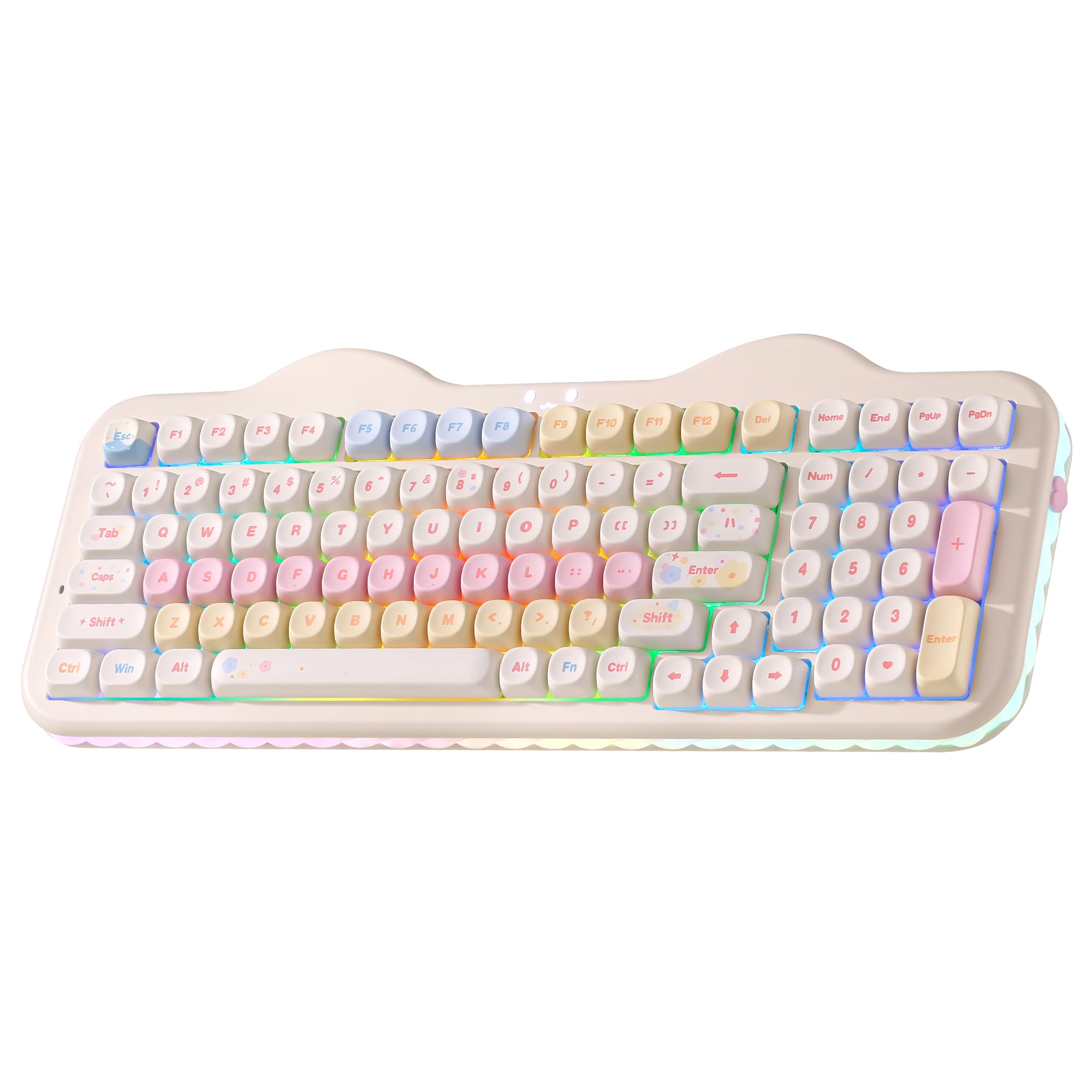 YUNZII C98 Tastiera Meccanica Gaming Wireless (Beige, Candy Switch) | 99 Tasti PBT MOA, BT/2.4G/USB-C, Hot-Swap, Gasket Mount, RGB, 10000mAh, Tastierino Numerico, Cute Creamy Keyb…