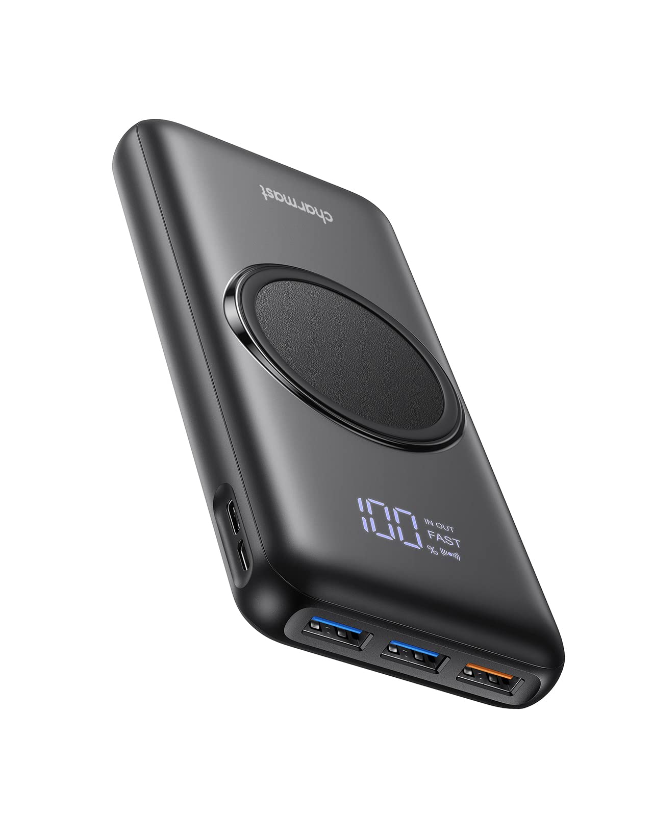 Charmast Power Bank Wireless 15W 20000mAh, 22.5W USB A & 20W USB C | PD QC 3.0 Caricatore Portatile Carica Rapida con LED Display 4 uscite & 3 Ingressi per Smartphones e Tablet