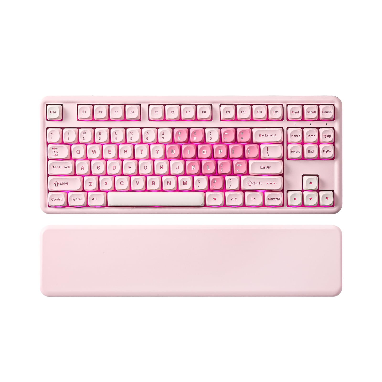 YUNZII B87 TKL Tastiera Meccanica Wireless (Rosa,Milk V2) | QMK/VIA Personalizzazione, RGB, Tasti MOA, Poggiapolsi, Connessione Bluetooth5.0/2.4G/USB-C, NKRO Keyboard per Win/Mac