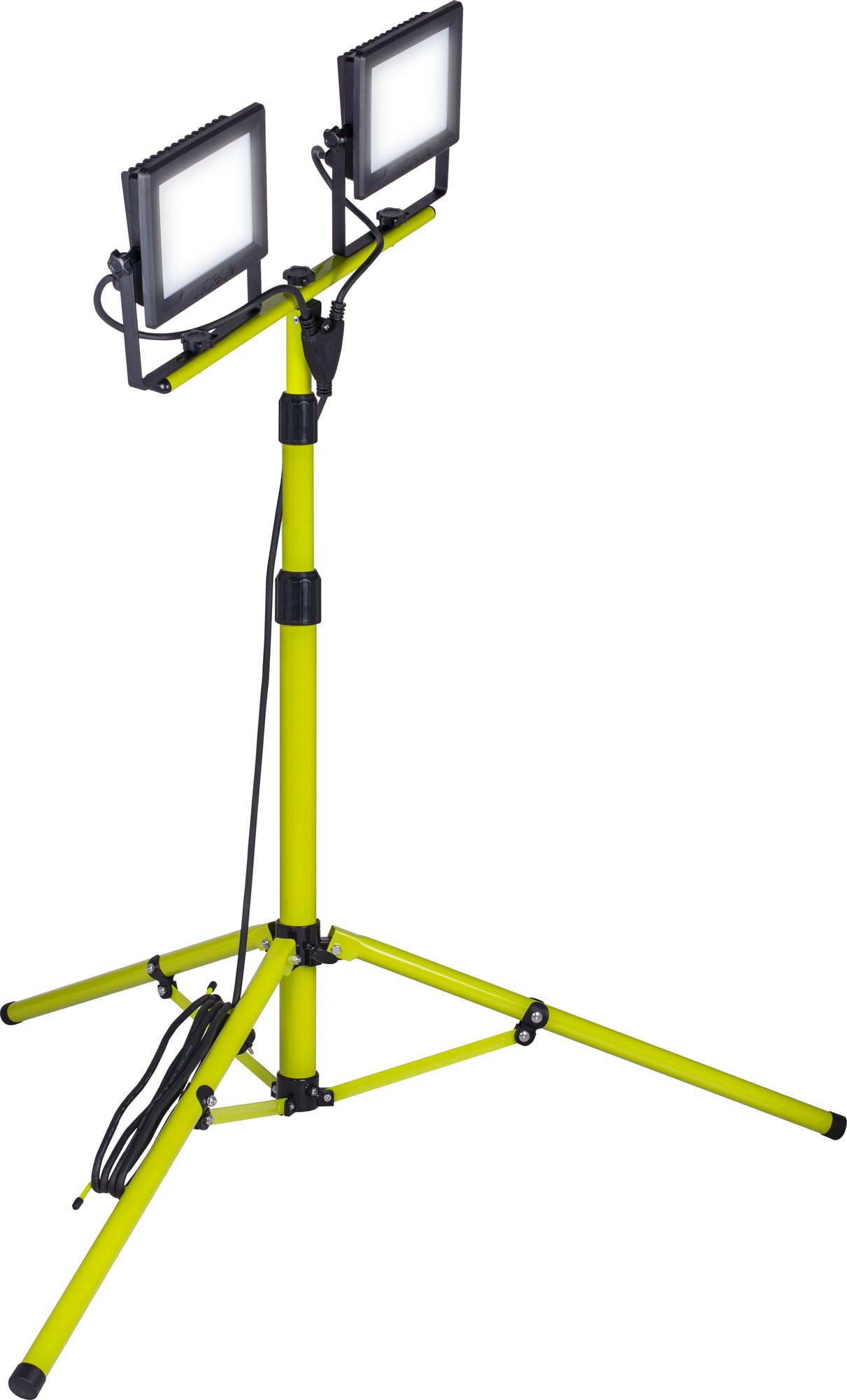 Luceco Treppiede LED a Doppia Testa da Lavoro, Sottile, Regolabile, Multiposizione, Pieghevole, Cavo da 3m, Resistente alle Intemperie, Nero/Verde, IP65, 2 × 50W, 8000lm, 5000K, E…
