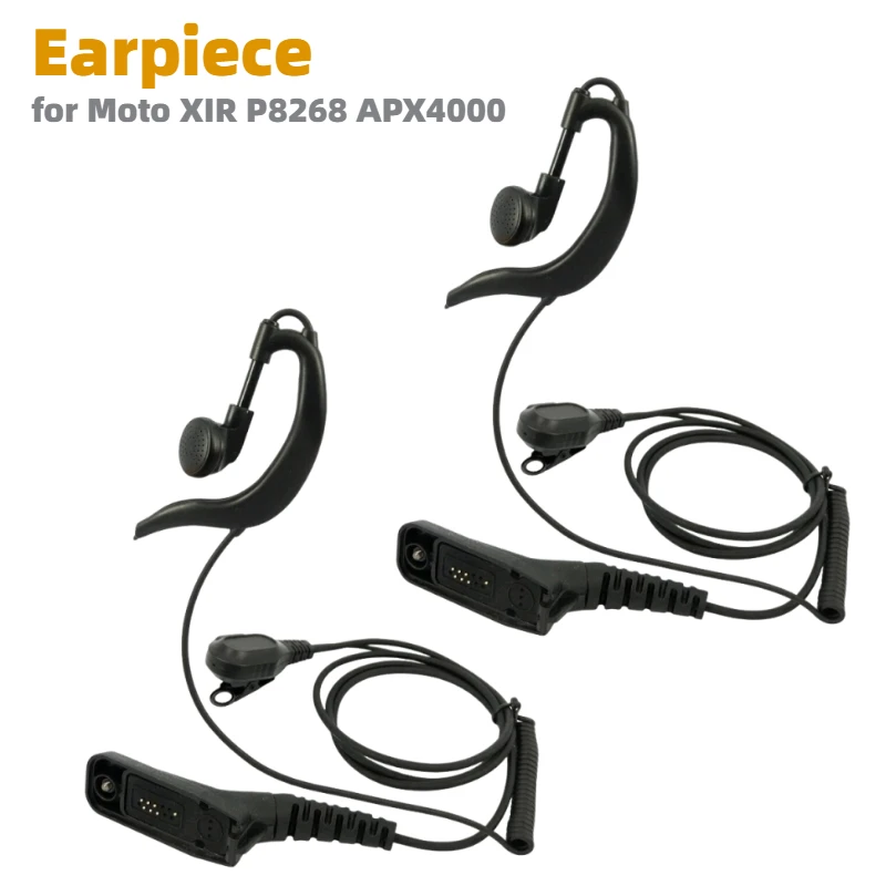 2 Auricolari con Microfono e Gancio Curvo per Radio Moto XIR P8268 P8260 P8200 APX6000 APX2000 APX7000 XPR6300 MTP6550