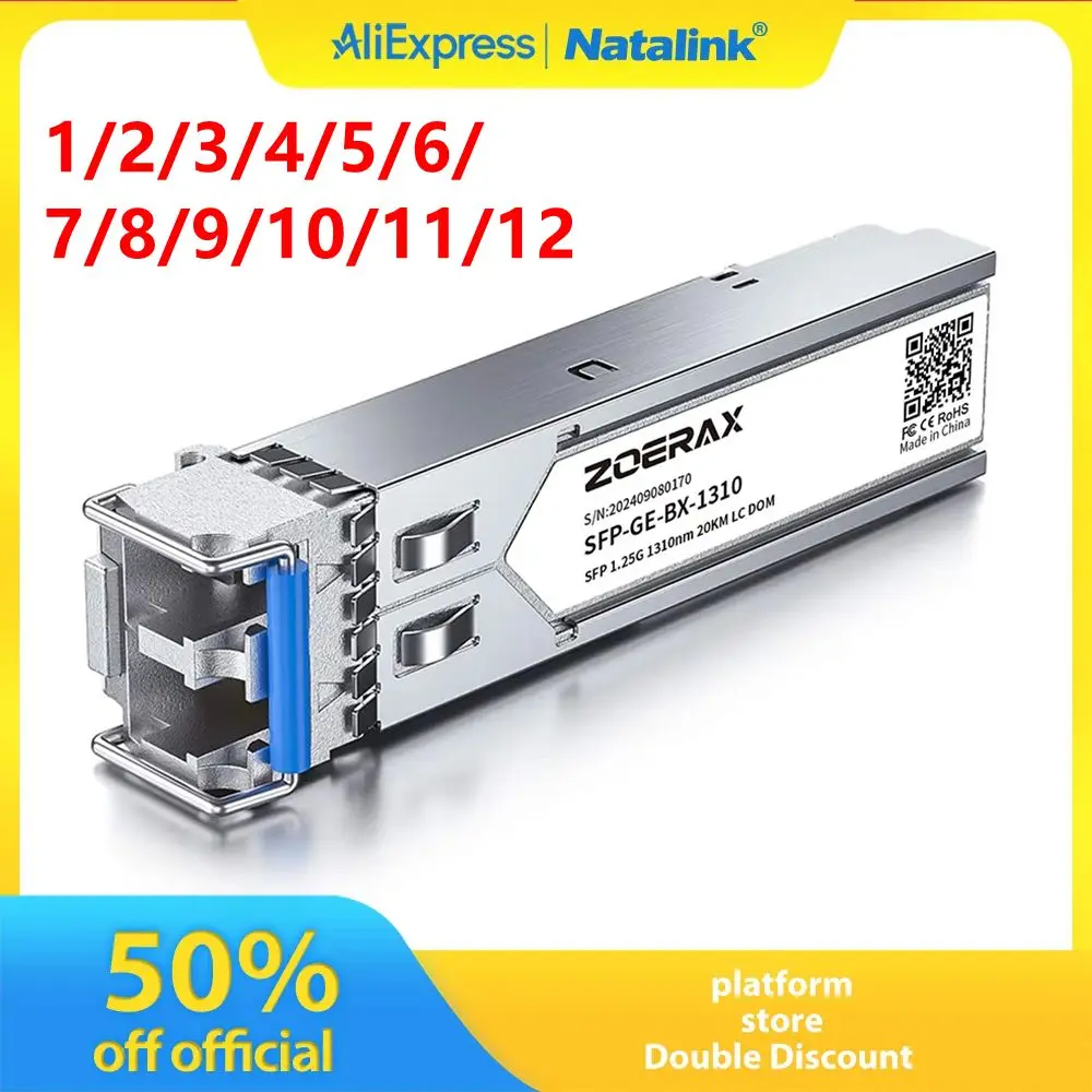 Ricetrasmettitore in Fibra Ottica Monomodale Natalink 1.25G SFP 1310nm, fino a 20km, Modulo Ottico LC Duplex con Supporto DDM