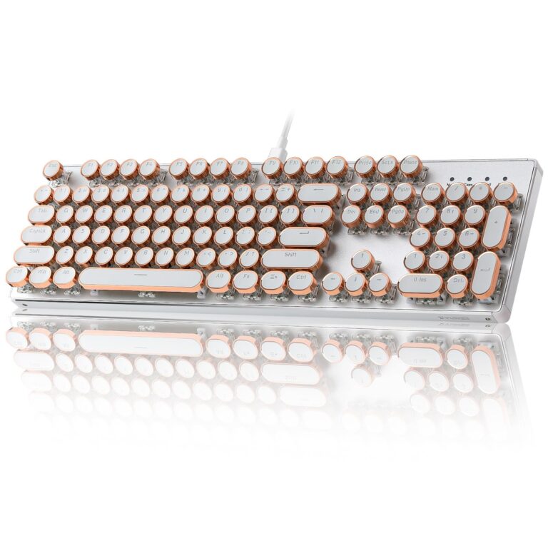 YUNZII QL108 Tastiera Meccanica Macchina da Scrivere (Argento, Onyx Switch) | Retroilluminata RGB, Hot-Swap, Cablata USB, Tasti Tondi Retro, Pannello Metallico, Full Size Gaming K…
