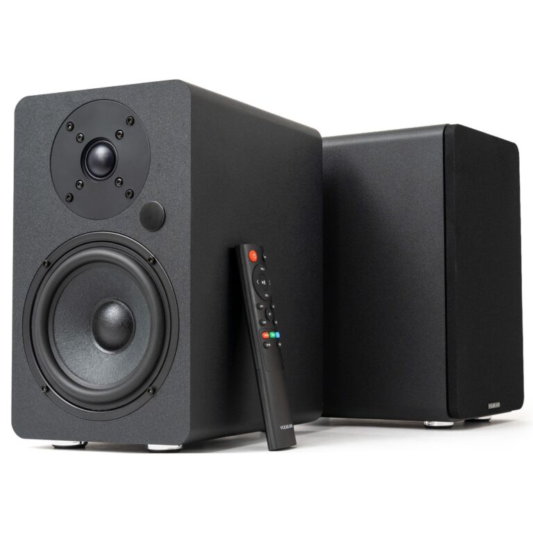 VULKKANO A5 Arc MKII Altoparlanti amplificati con woofer da 5,25 pollici, Bluetooth 5.0, HDMI ARC, Uscita Ottica, RCA, USB, Uscita subwoofer, Altoparlanti per TV, Nero.
