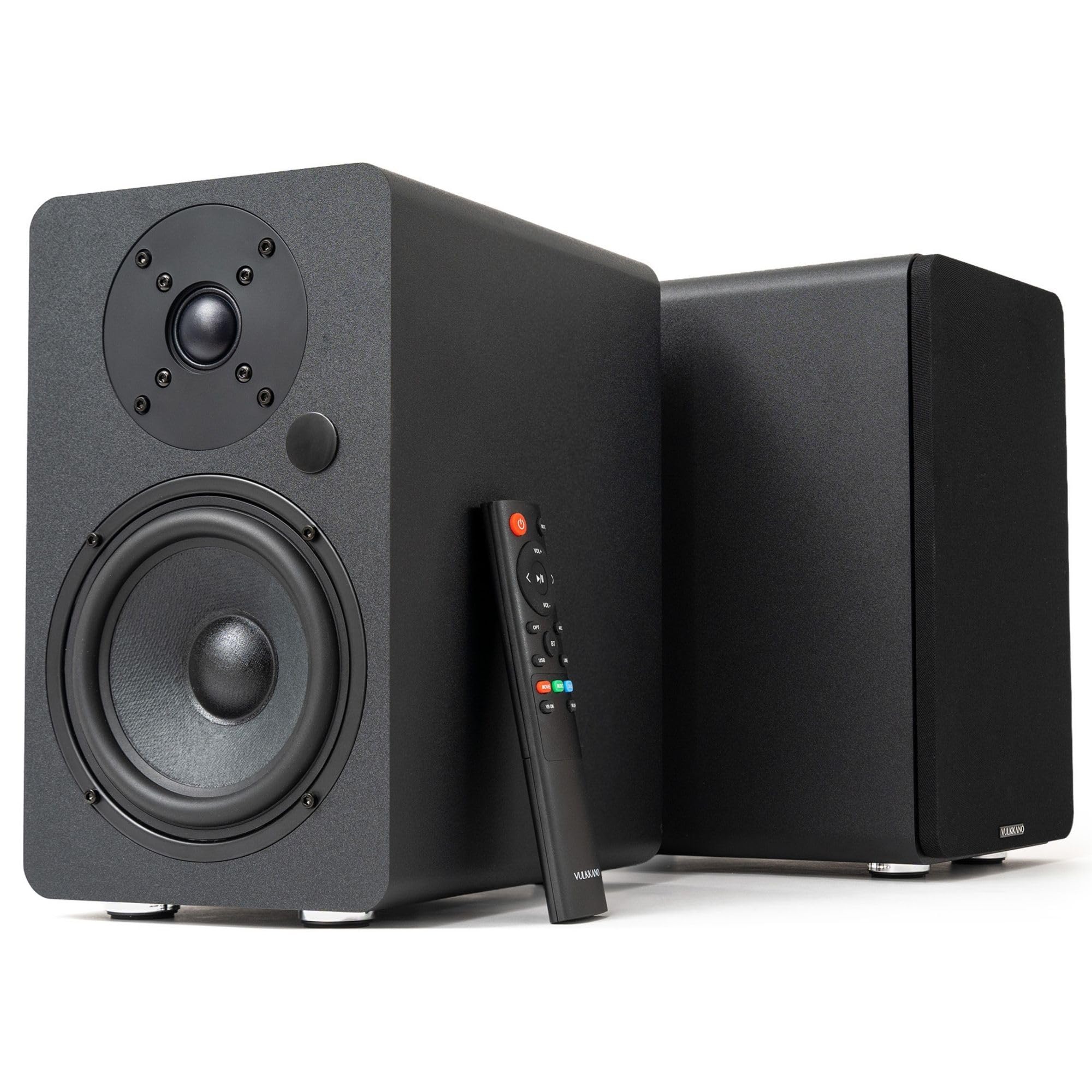 VULKKANO A5 Arc MKII Altoparlanti amplificati con woofer da 5,25 pollici, Bluetooth 5.0, HDMI ARC, Uscita Ottica, RCA, USB, Uscita subwoofer, Altoparlanti per TV, Nero.