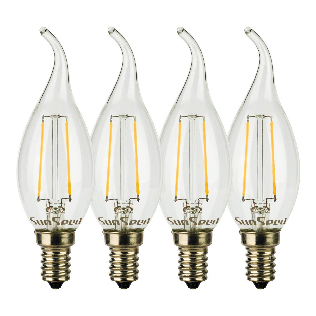 SUNSEED 4x Lampadina E14 Filamento LED 3W Colpo di Vento 350 Lumen Luce Calda 2700K, 32W Equivalente