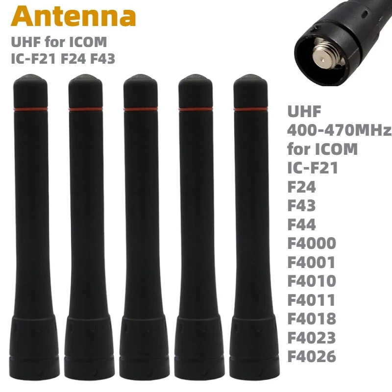 Set di 5 Antenne Stubby UHF 400-470MHz per Walkie Talkie ICOM FA-SC73US IC-F21 F24 F43 F44 F4000 F4001 F4010 F4011 F4023 Radio Bidirezionale