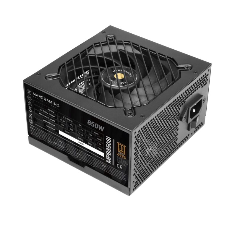 Mars Gaming MPB850SI, Alimentatore PC ATX 850W, 7 Anni di Garanzia, 80Plus Bronze 230V, 90% di Efficienza, Ventola SI Extreme Silence con Nucleo in Rame, Tecnologie AI2-RPM, DC-DC…