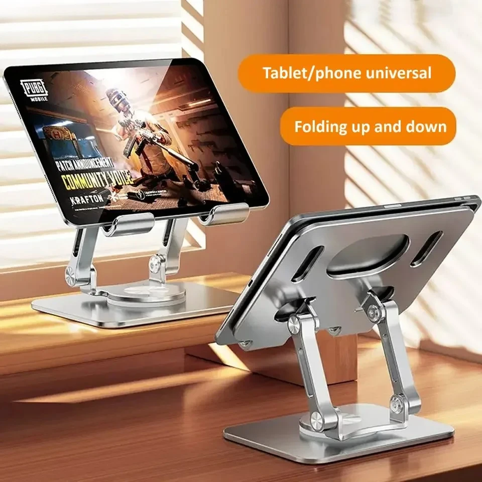360 ° Supporto Rotante per Tablet iPad, Supporto Pieghevole Regolabile per Tablet, Supporto per Telefono in Alluminio Compatibile con iPad Pro/Air/Mini