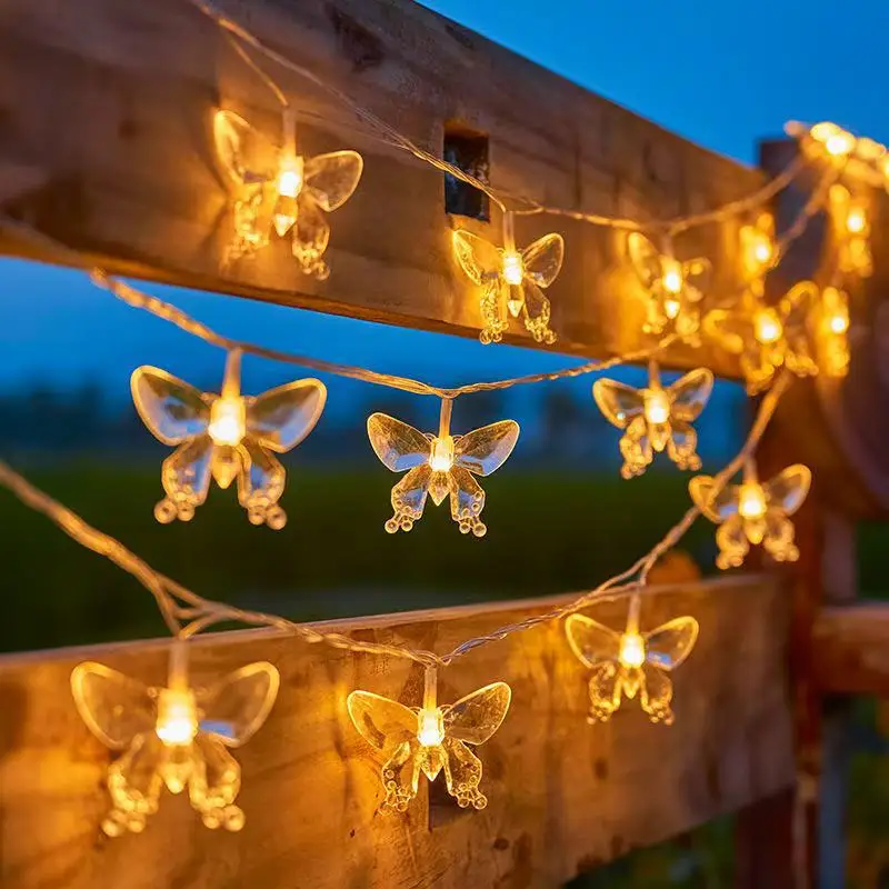 Luci a LED a Forma di Farfalla, Luci Fatate Trasparenti a Batteria, Ghirlanda Luminosa Scintillante per Albero di Natale e Feste