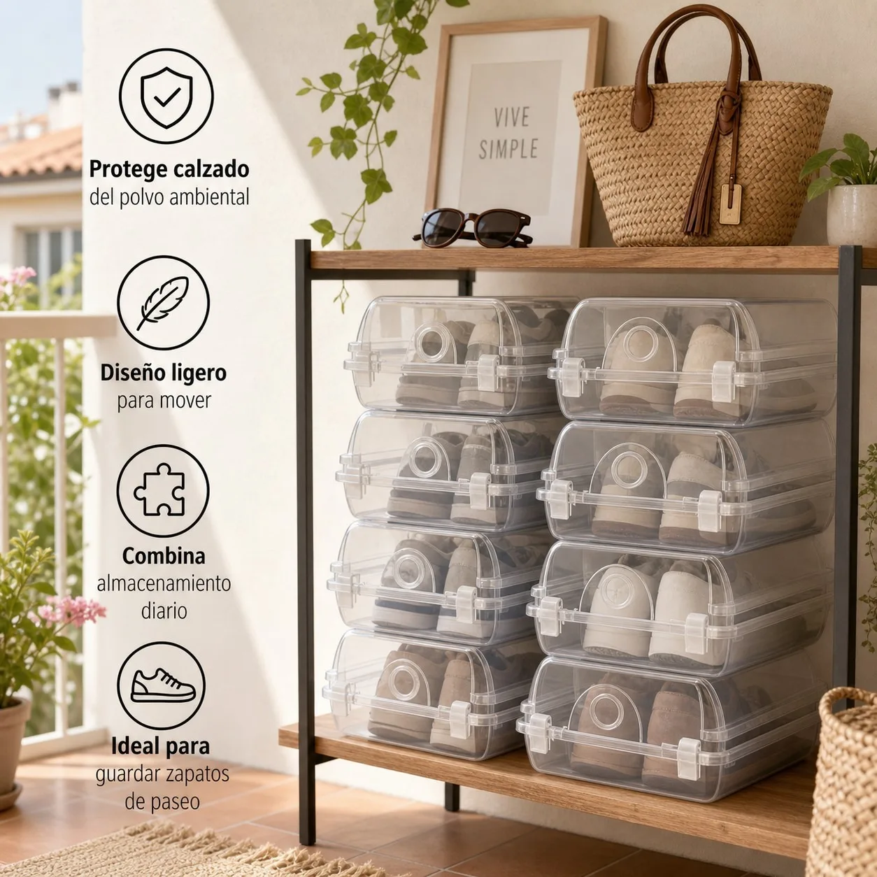 Scatola Organizzatrice per Scarpe in Plastica PP Trasparente Impilabile con Coperchio a Cerniera e Ventilazione, Contenitore per Armadio e Casa, Disponibile in Varie Dimensioni
